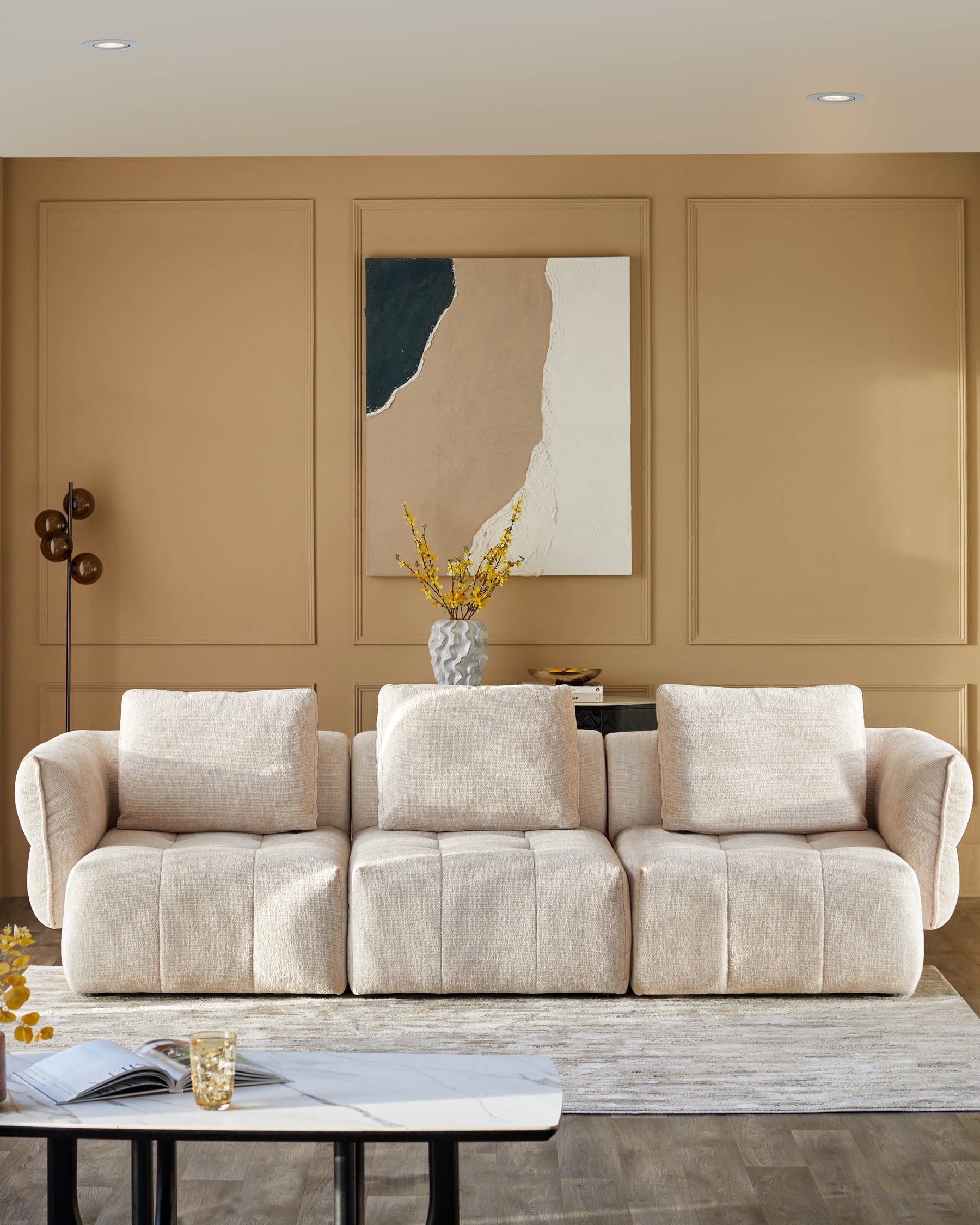 Lillian natural weave 3 seater sofa