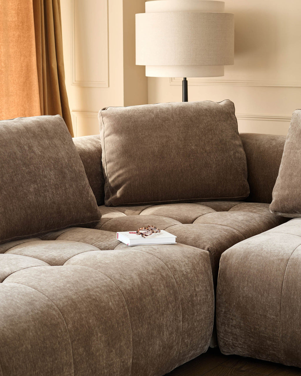 Lillian mocha fabric small corner sofa