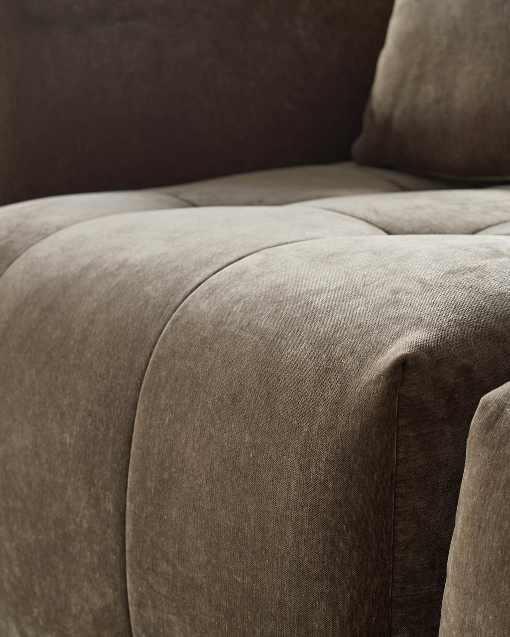 Lillian mocha fabric right hand small corner chaise sofa