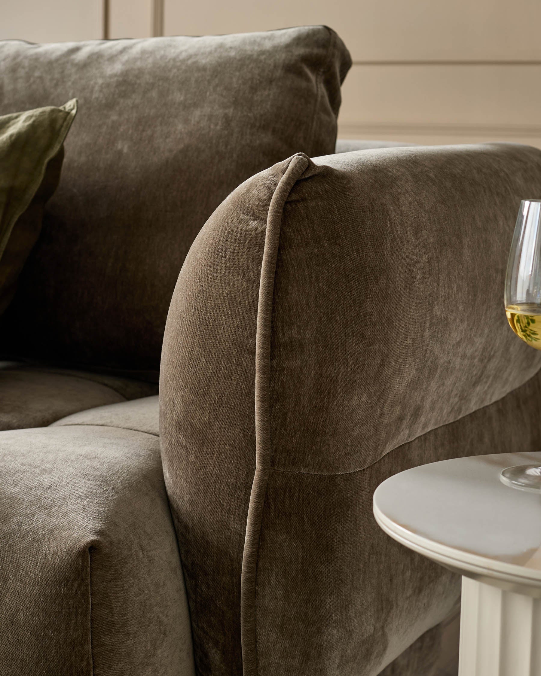 Lillian mocha fabric 3 seater sofa