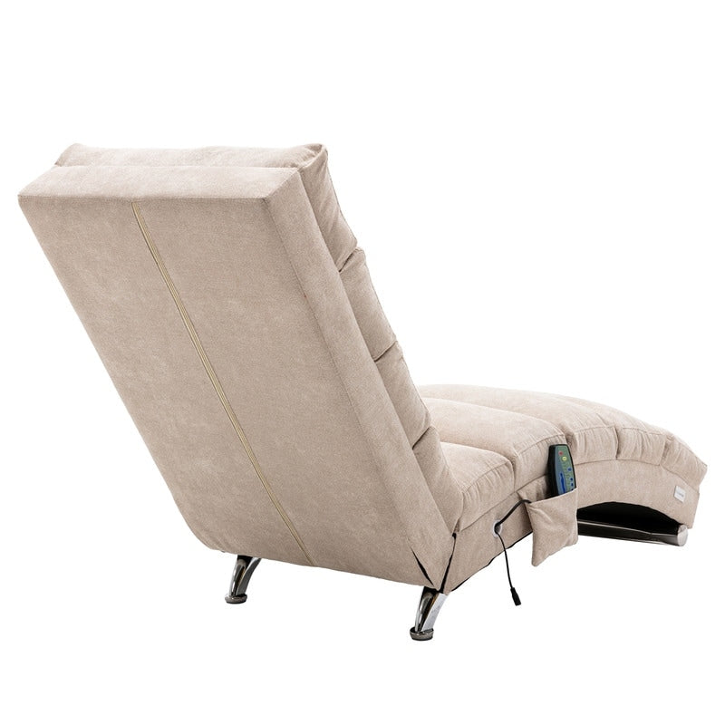 Linen Massage recliner Interior with remote control, ergonomic electric massage recliner, 5 modes