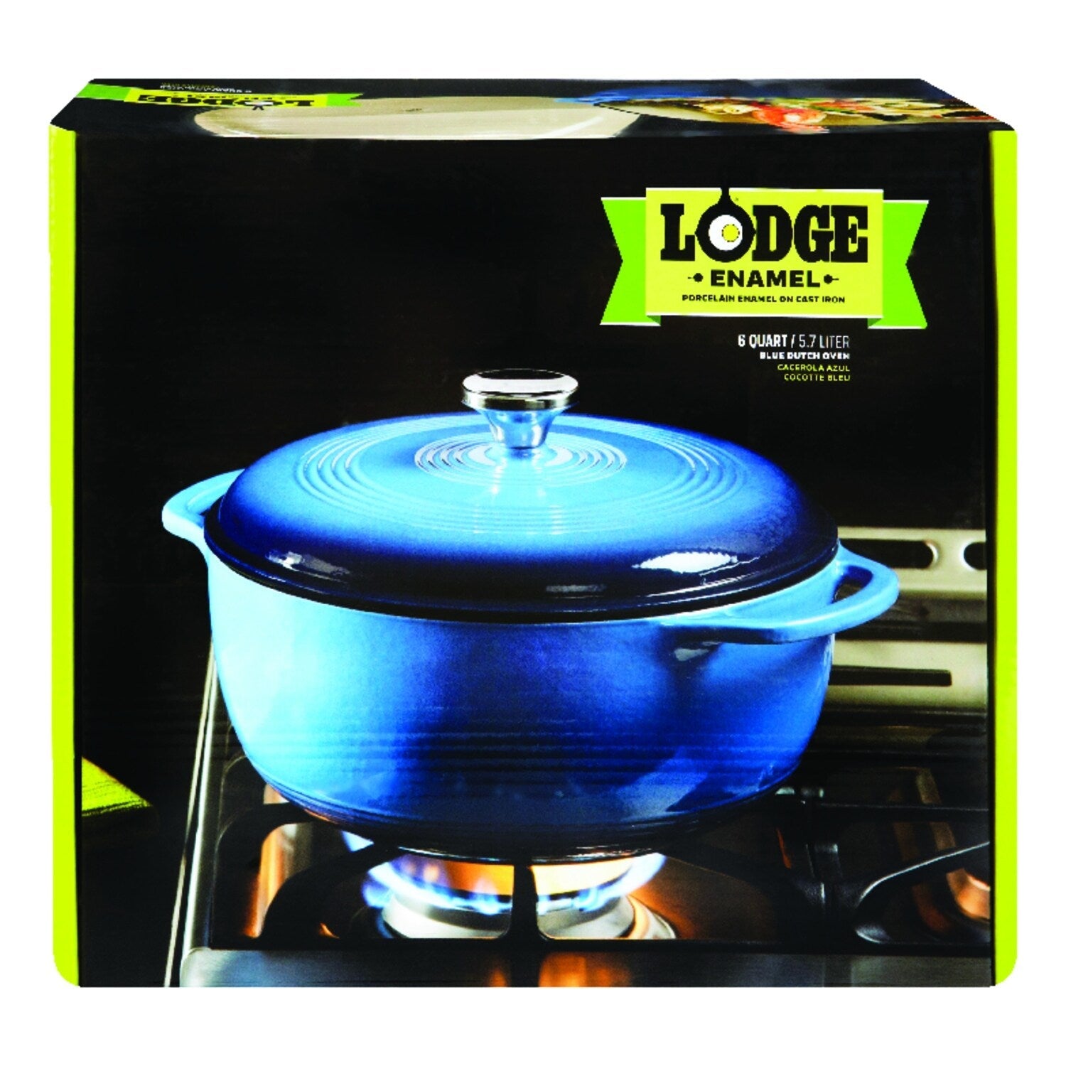 Lodge 6 Quart Blue Essential Enamel Cast Iron Dutch Oven