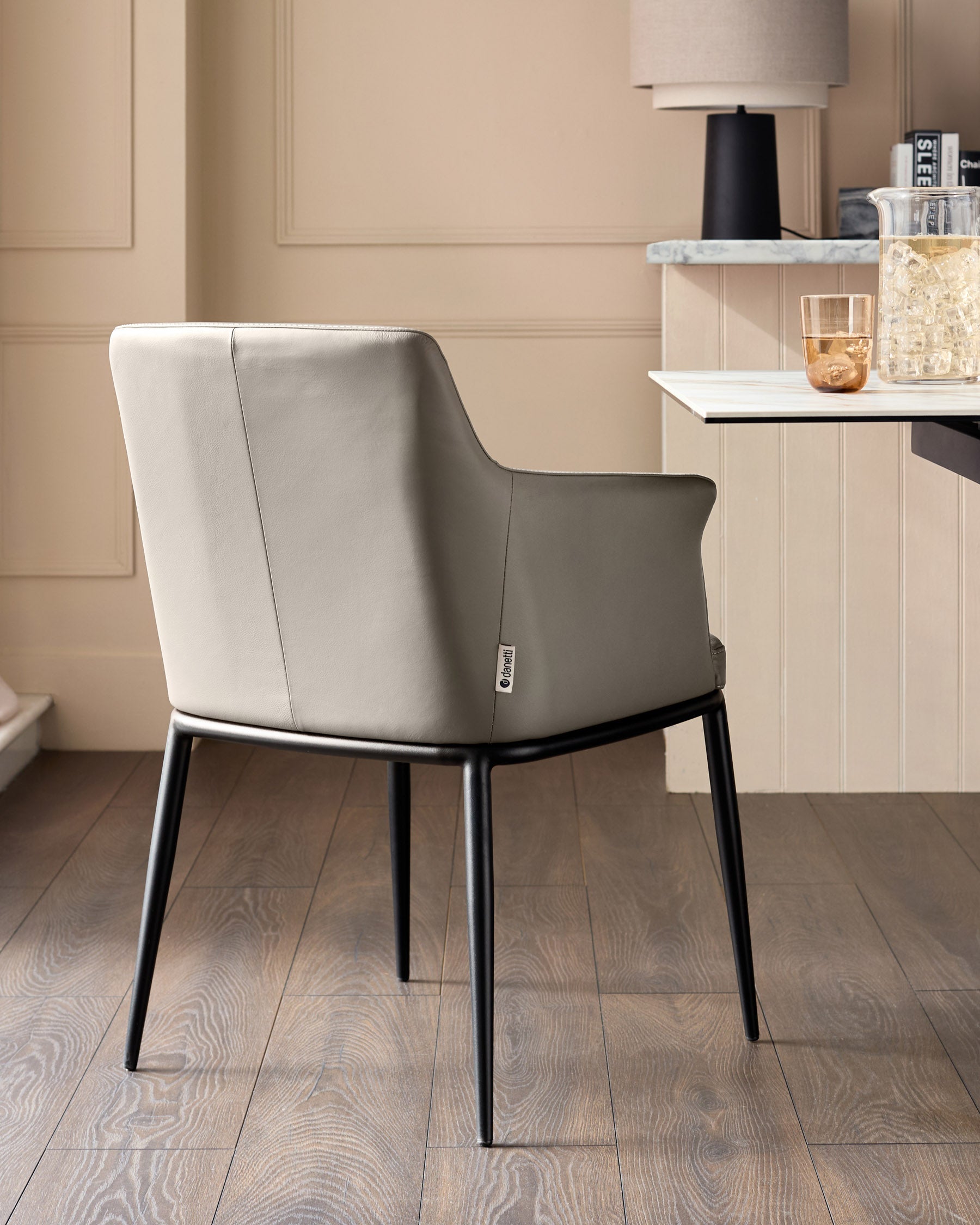 Logan light grey leather dining chair