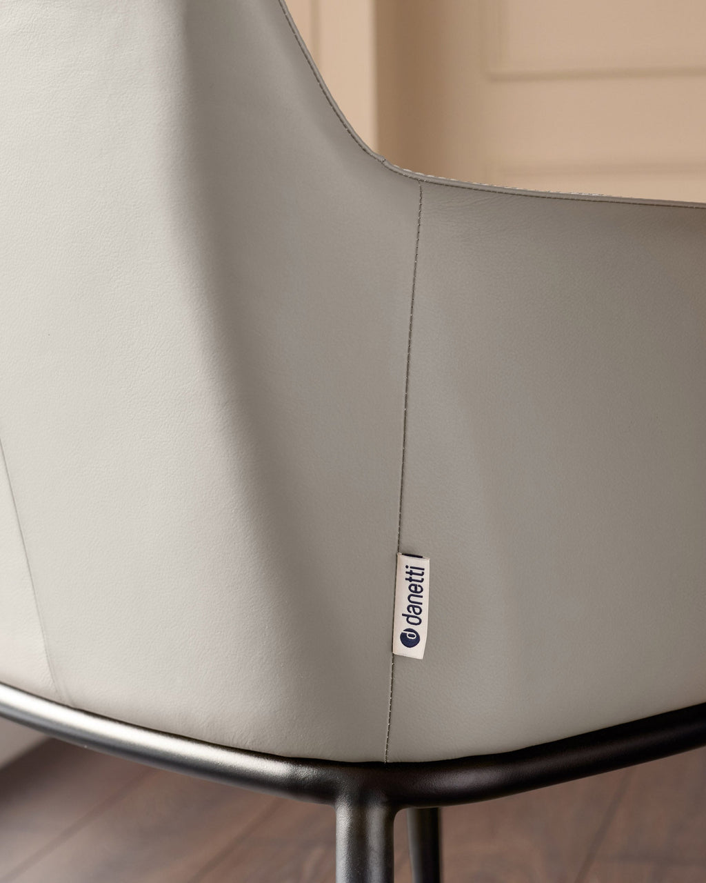 Logan light grey leather dining chair