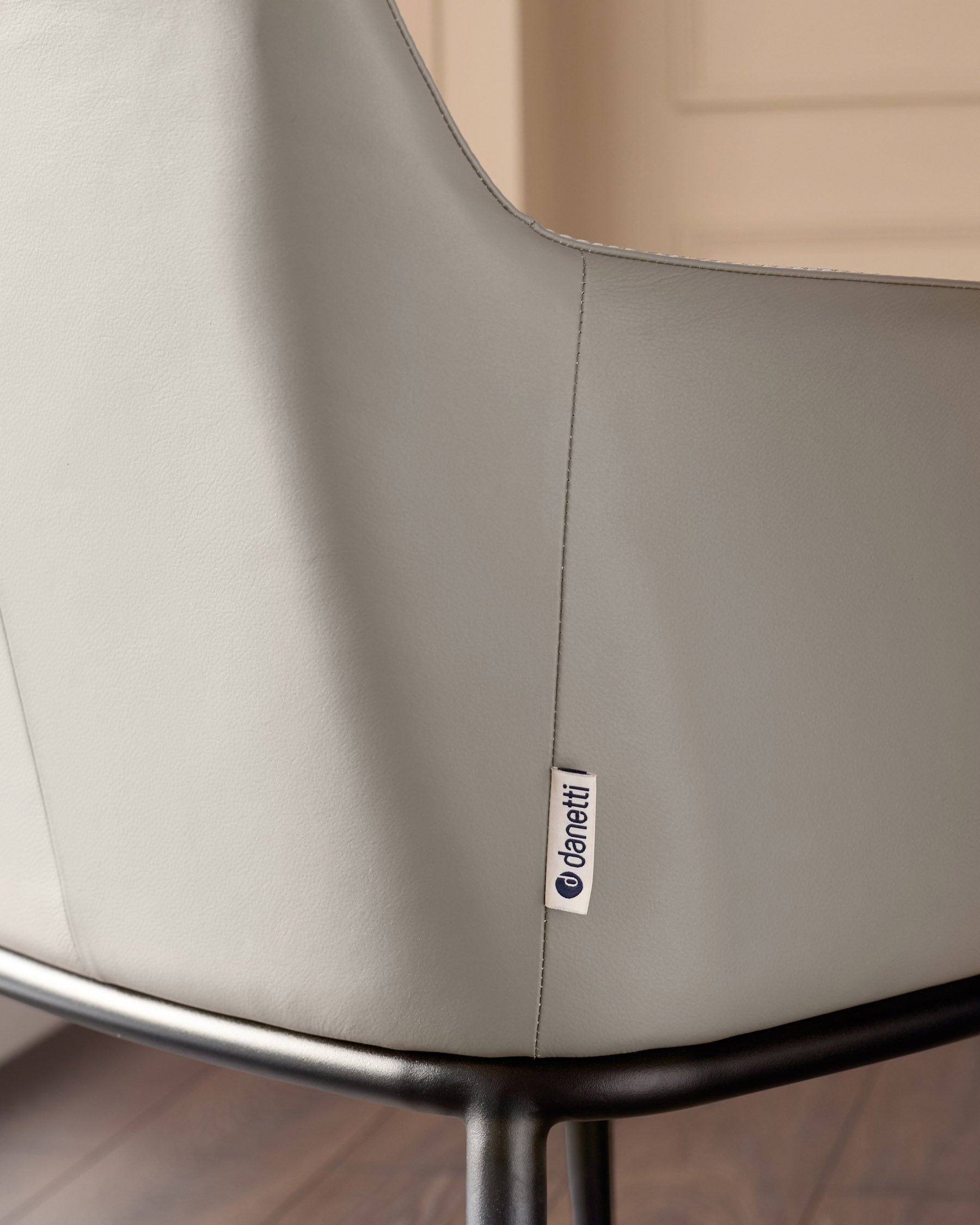 Logan light grey leather dining chair