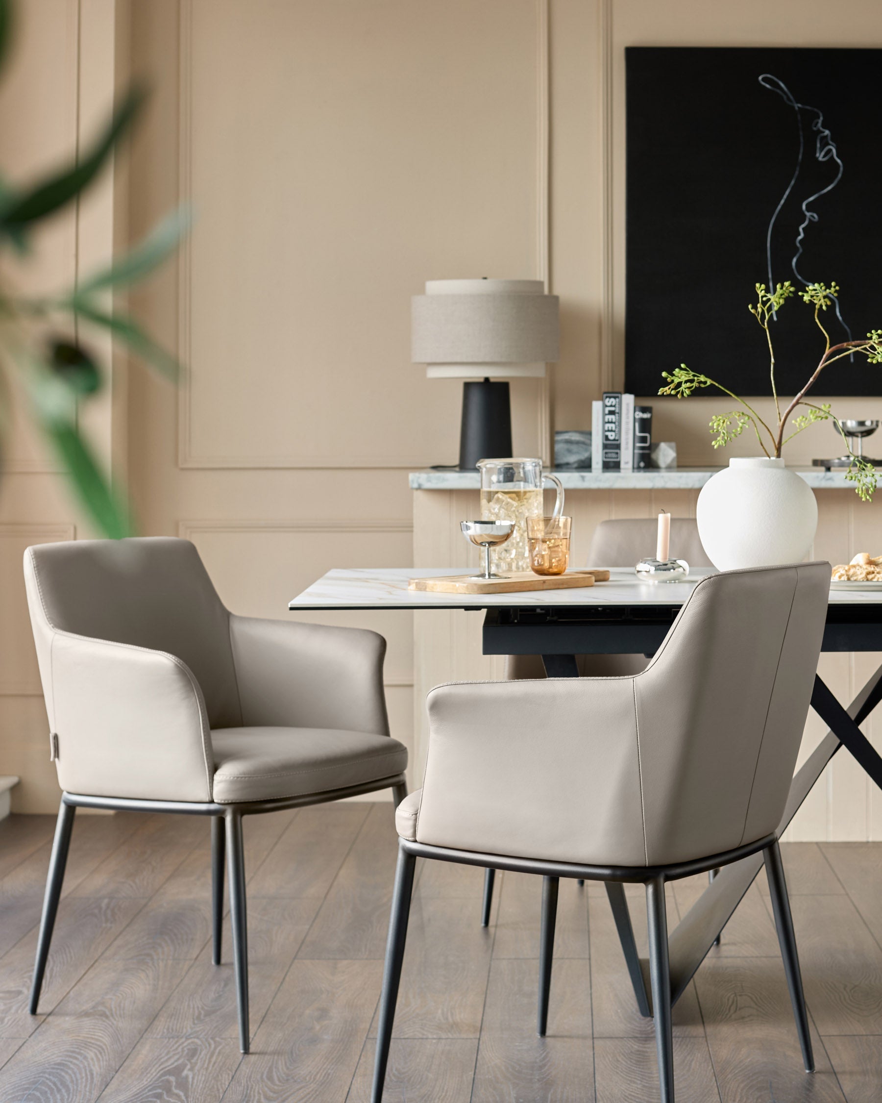 Logan light grey leather dining chair