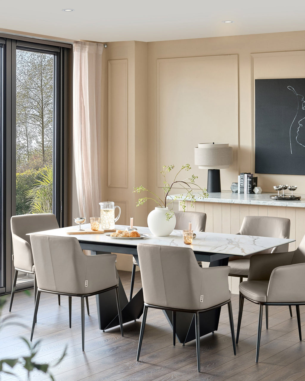 Logan light grey leather dining chair