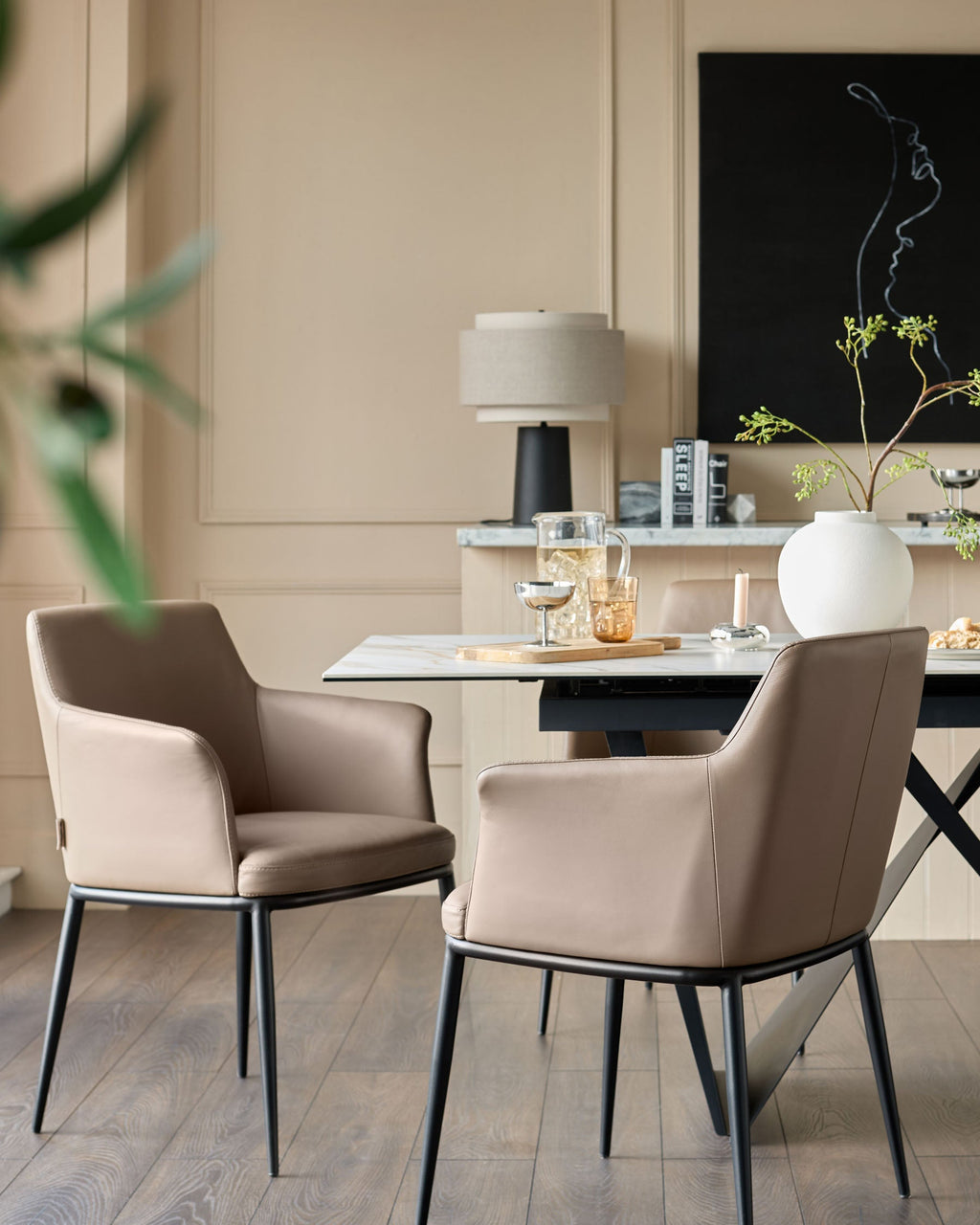 Logan mocha leather dining chair