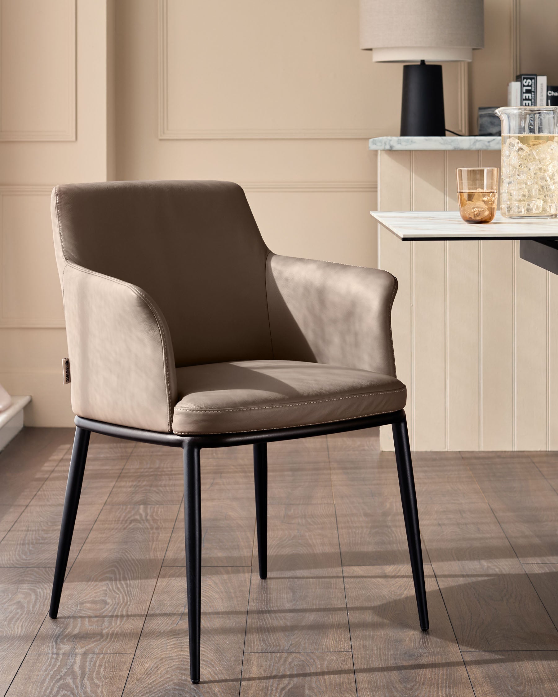 Logan mocha leather dining chair