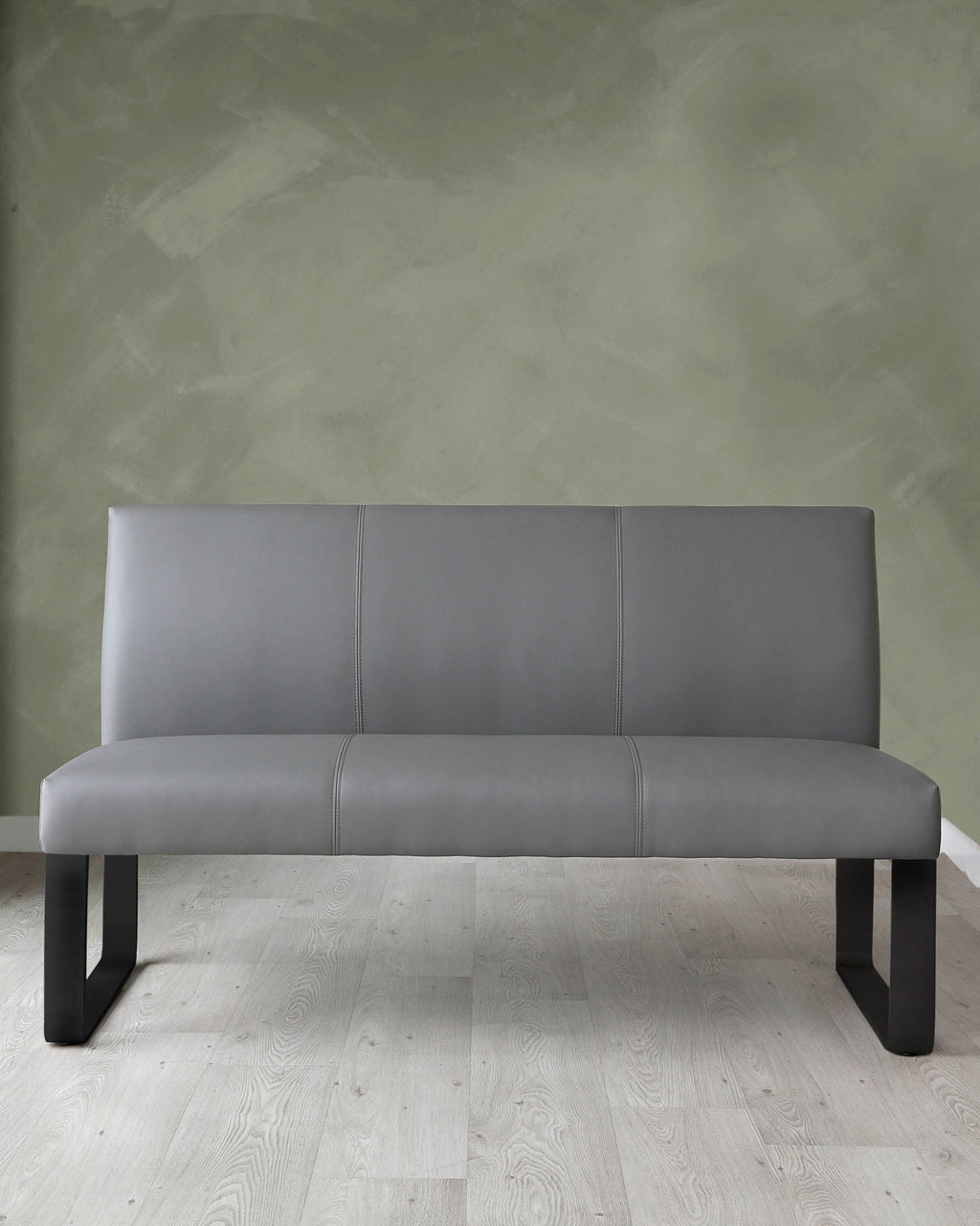 Loop 3 Seater Mid Grey & Black Leg Dining Bench With Backrest