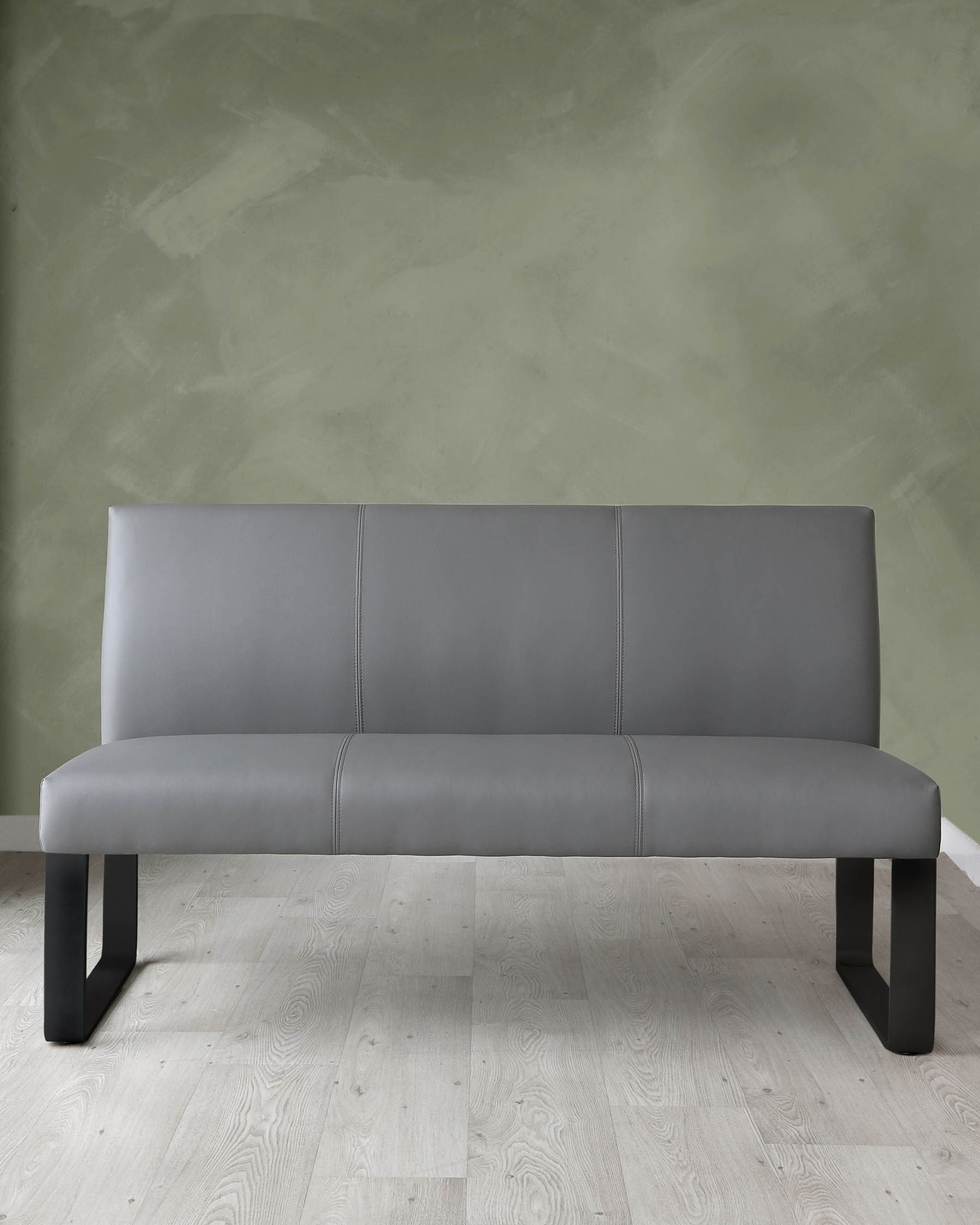 Loop 3 Seater Mid Grey & Black Leg Dining Bench With Backrest