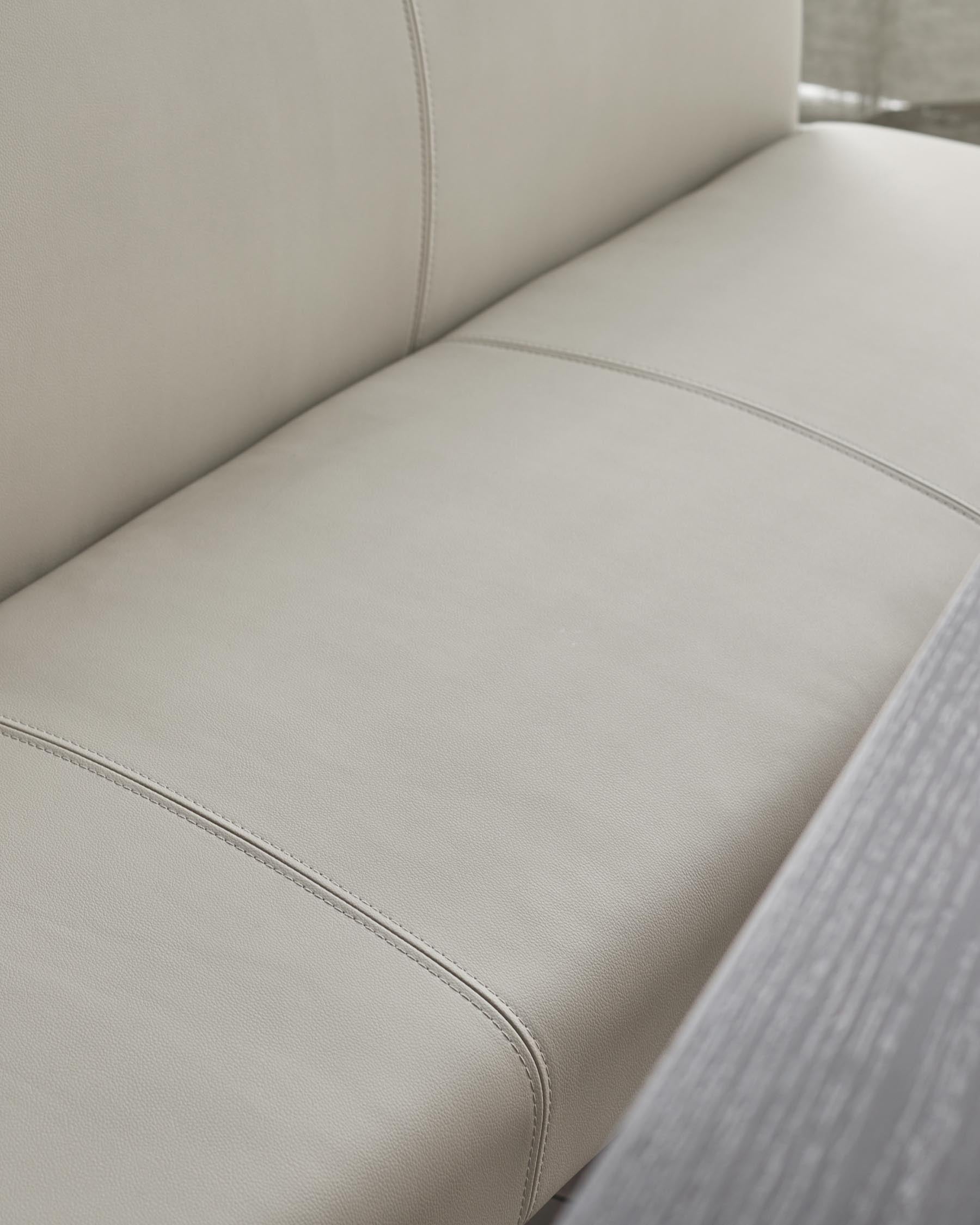 Loop 3 Seater Light Grey Faux Leather & Stainless Steel Dining Bench With Backrest