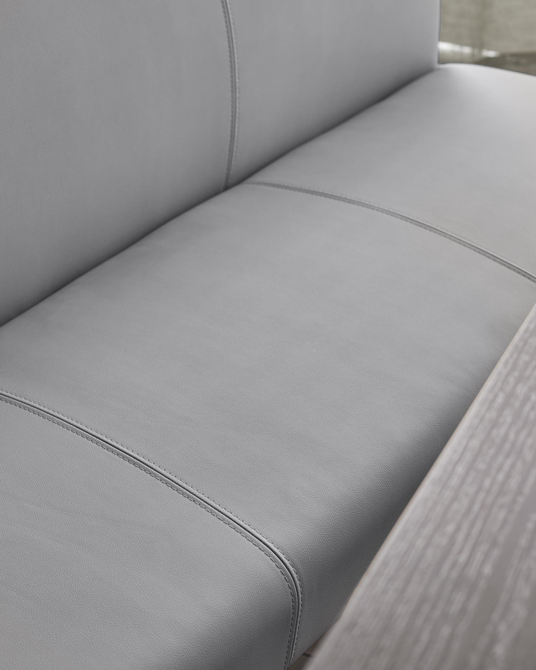 Loop 3 Seater Grey Faux Leather & Stainless Steel Dining Bench With Backrest