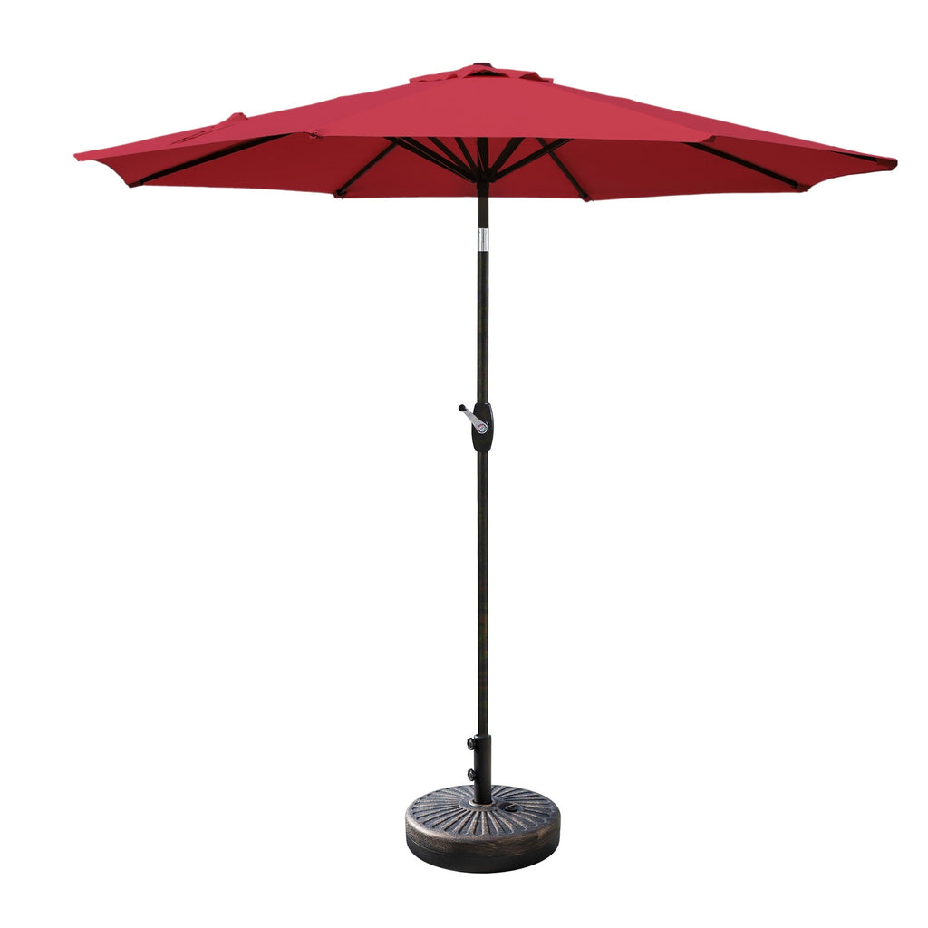 Lopes 9-foot Patio Umbrella with Bronze Finish Base Weight Stand Included