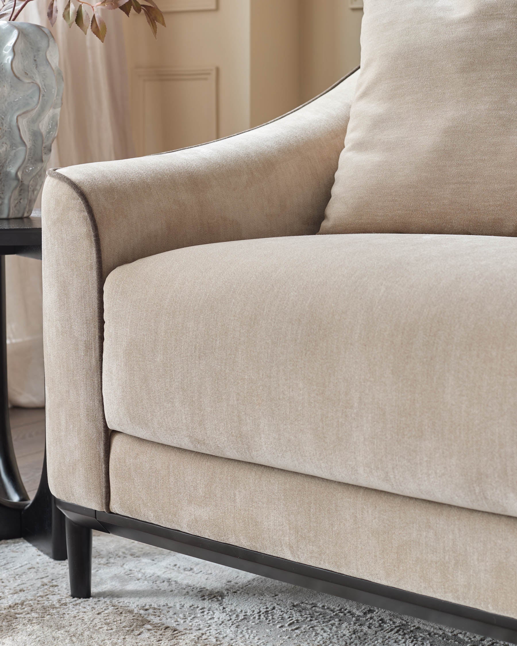 Julep champagne fabric 3 seater sofa