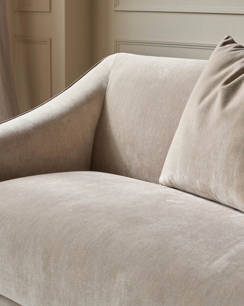 Julep champagne fabric 3 seater sofa