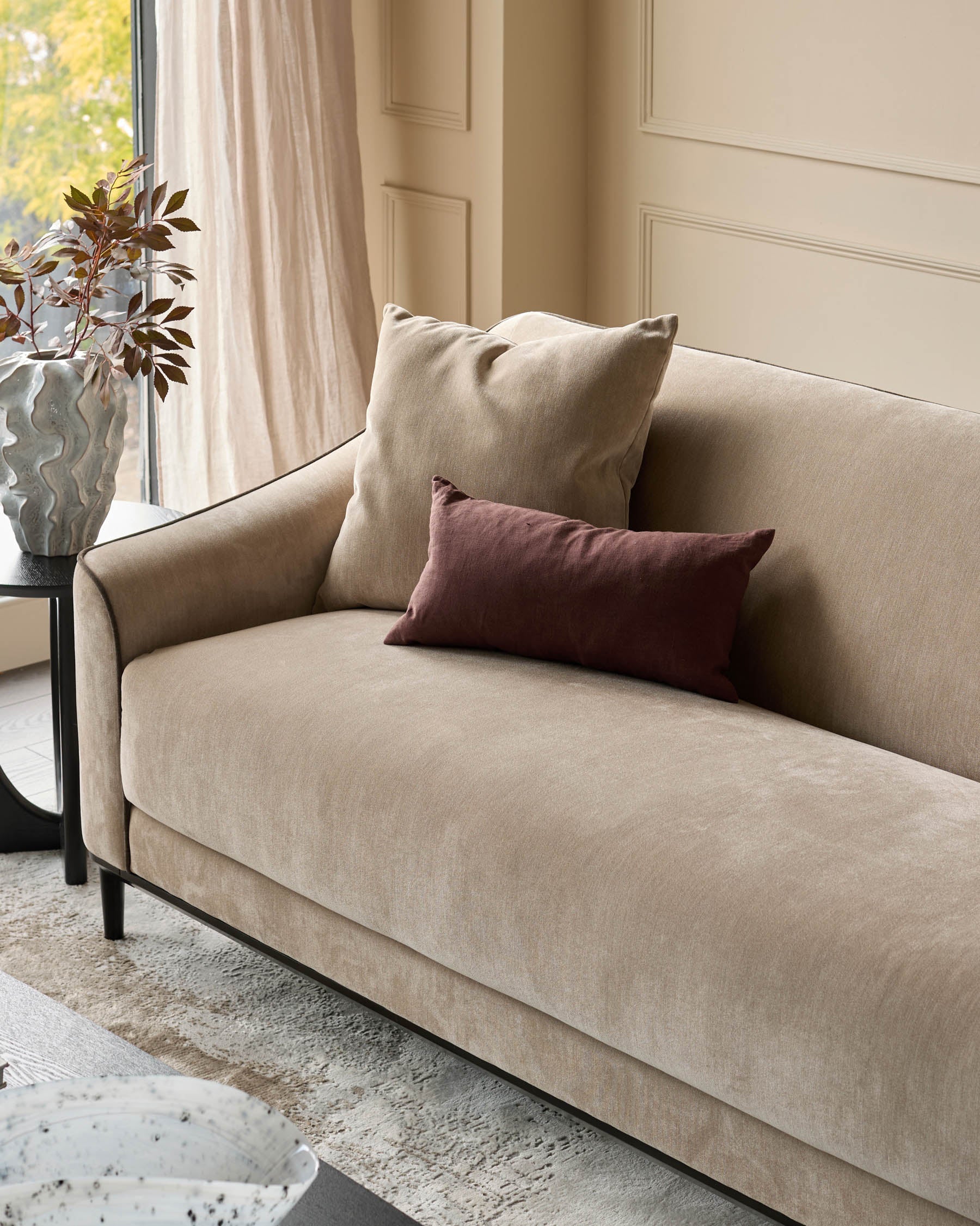 Julep champagne fabric 3 seater sofa