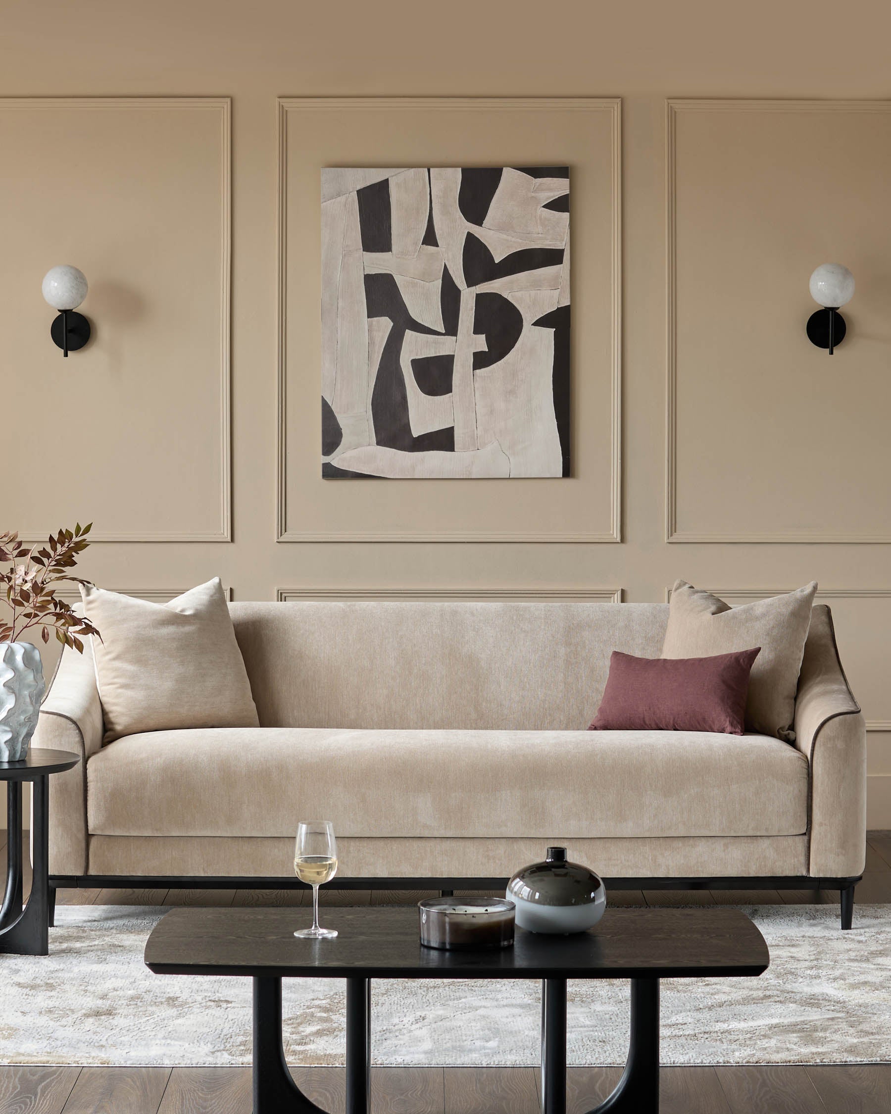 Julep champagne fabric 3 seater sofa