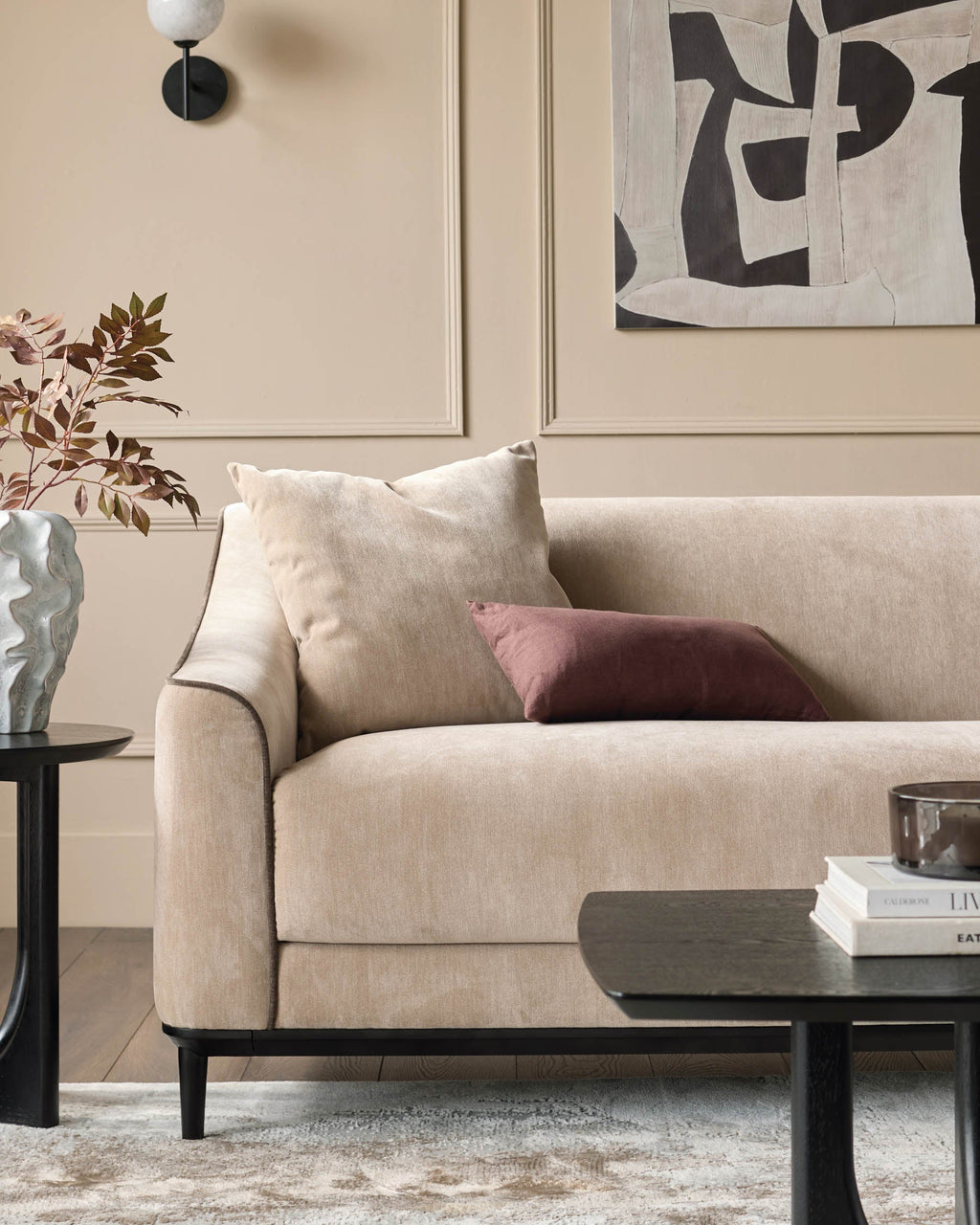 Julep champagne fabric 3 seater sofa