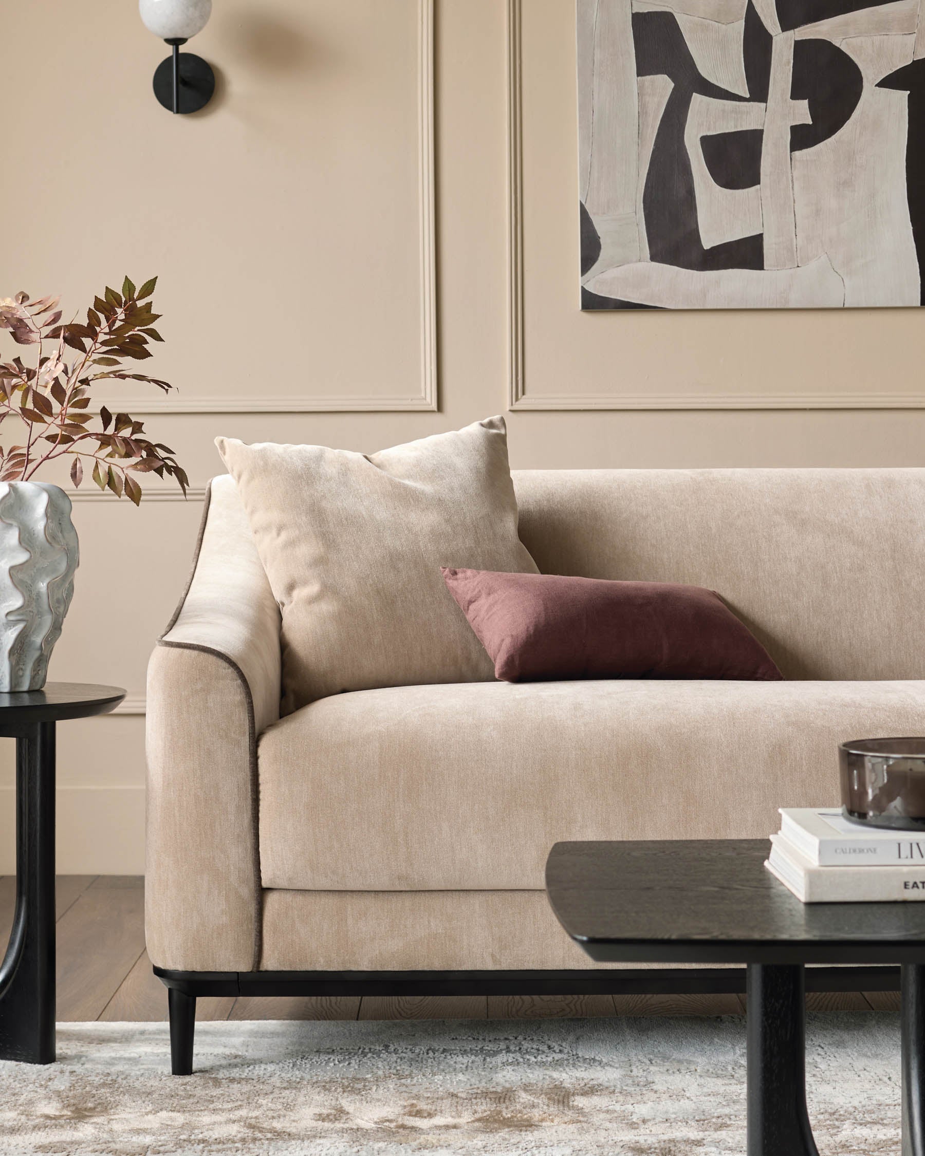 Julep champagne fabric 3 seater sofa