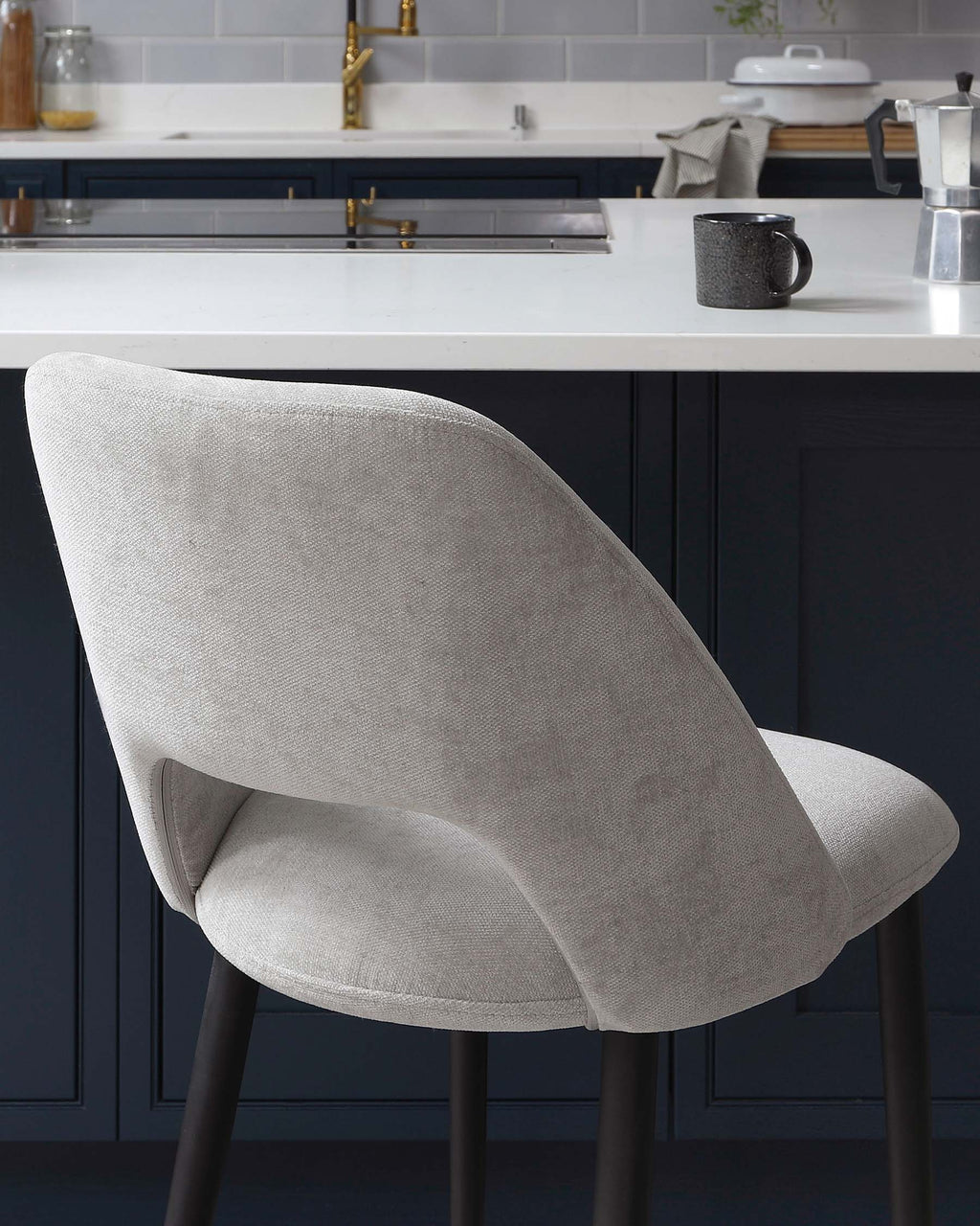 Lottie Mid Grey Fabric Bar Stool