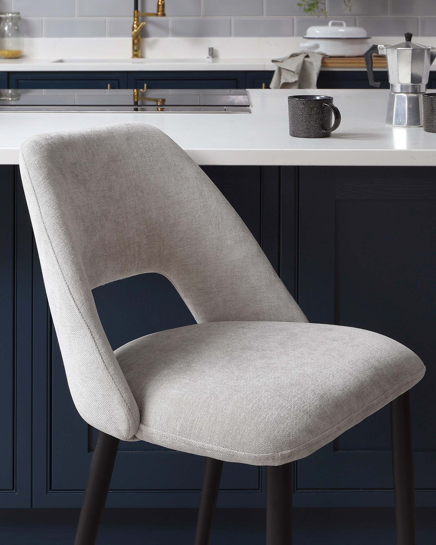 Lottie Mid Grey Fabric Bar Stool