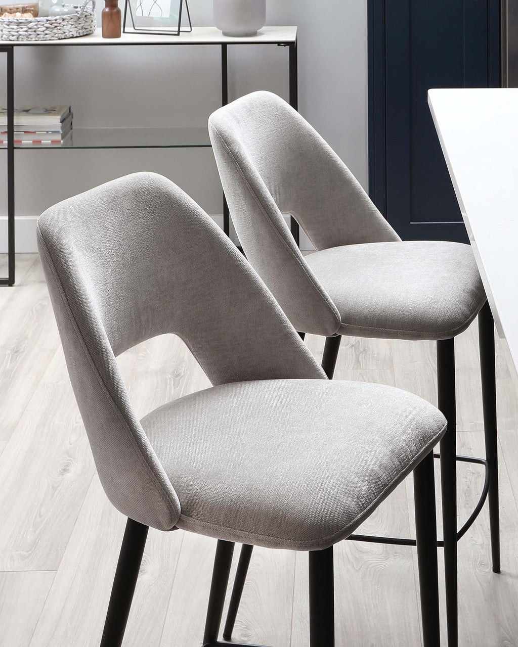 Lottie Mid Grey Fabric Bar Stool