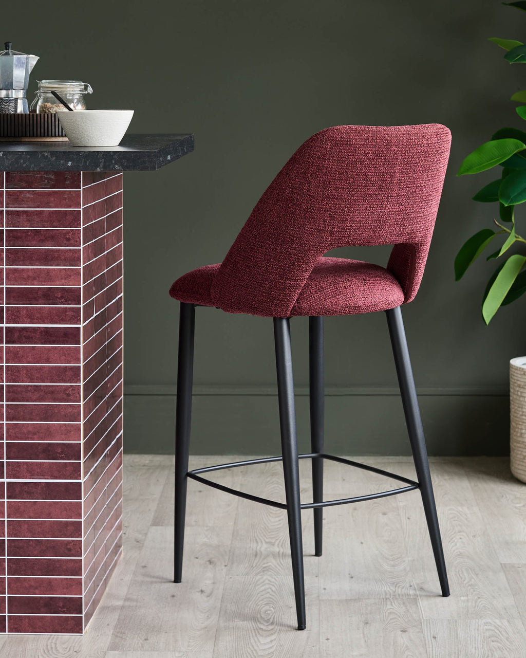 Lottie berry red fabric bar stool