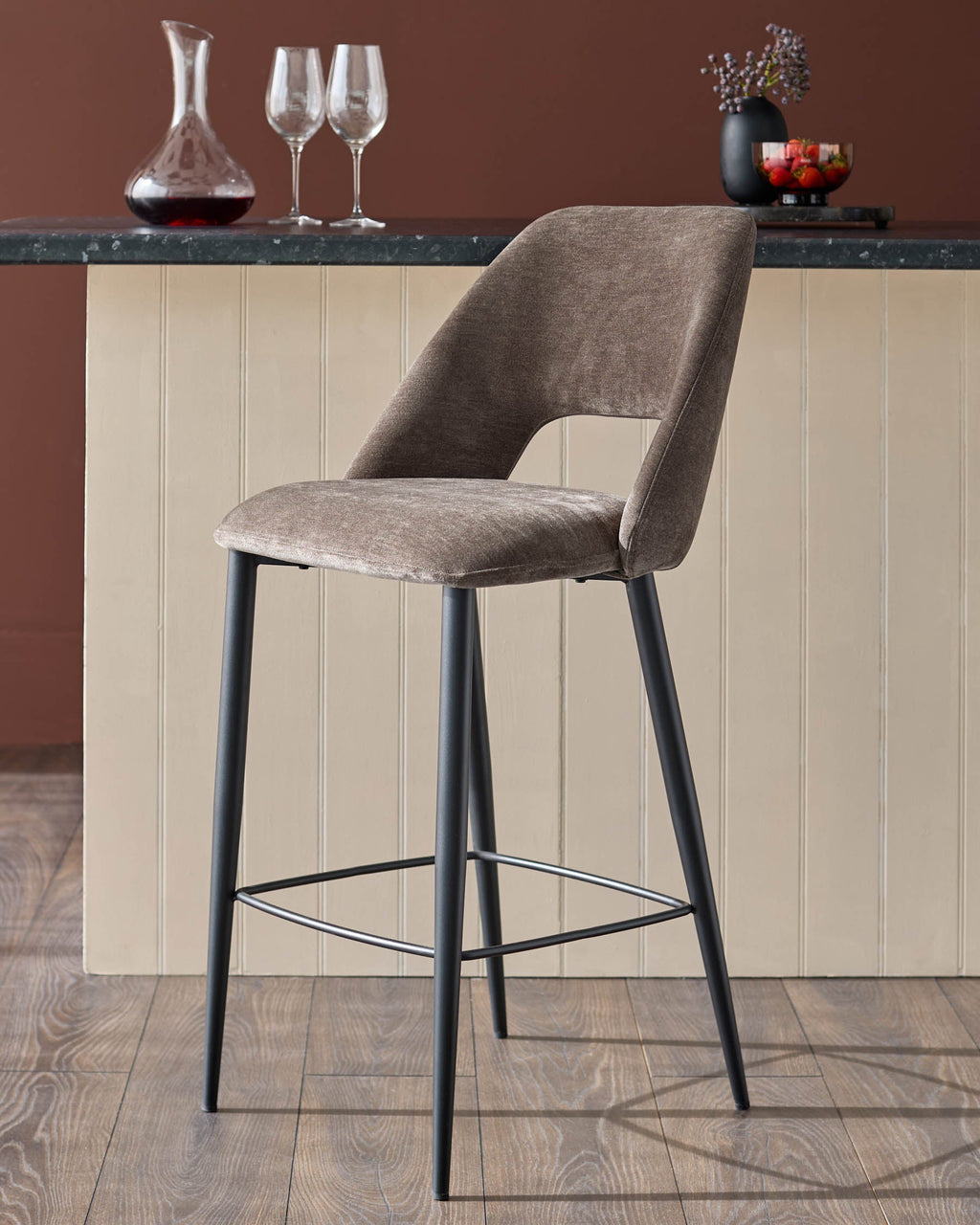 Lottie mocha fabric bar stool