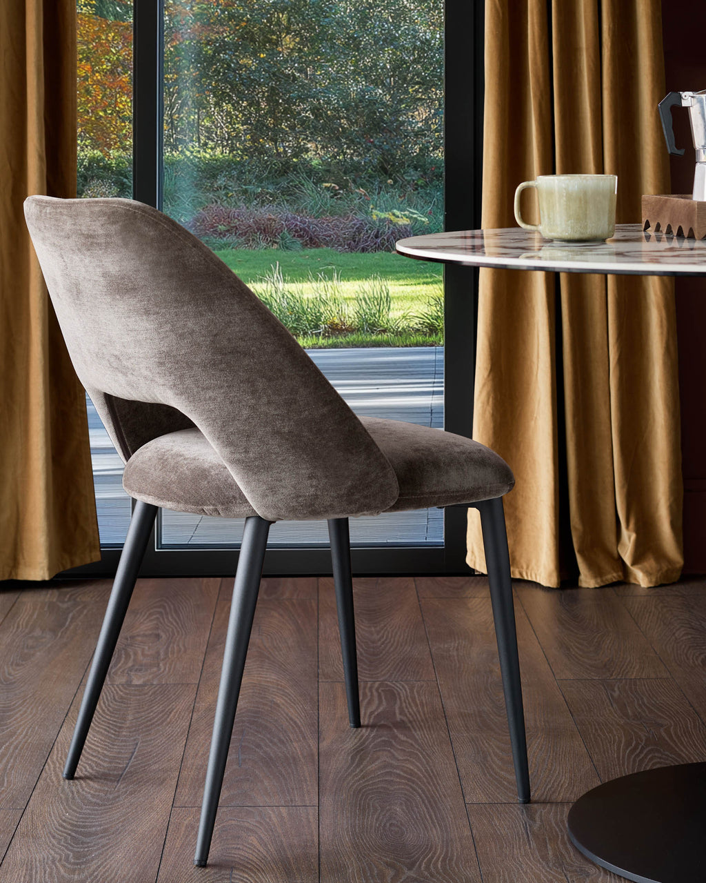 Lottie mocha fabric dining chair