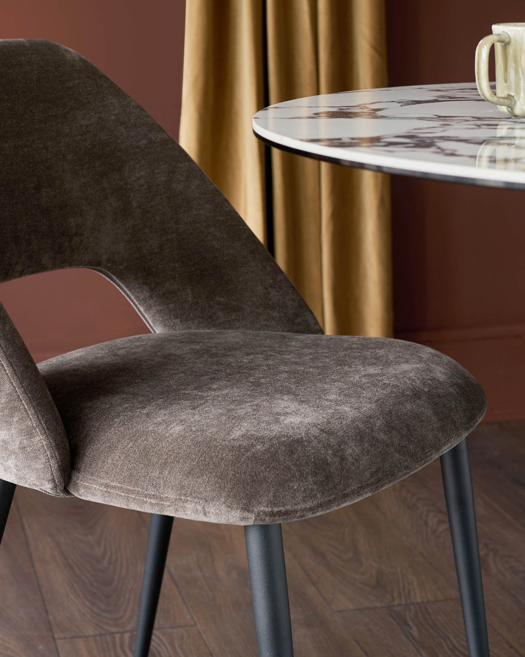 Lottie mocha fabric dining chair