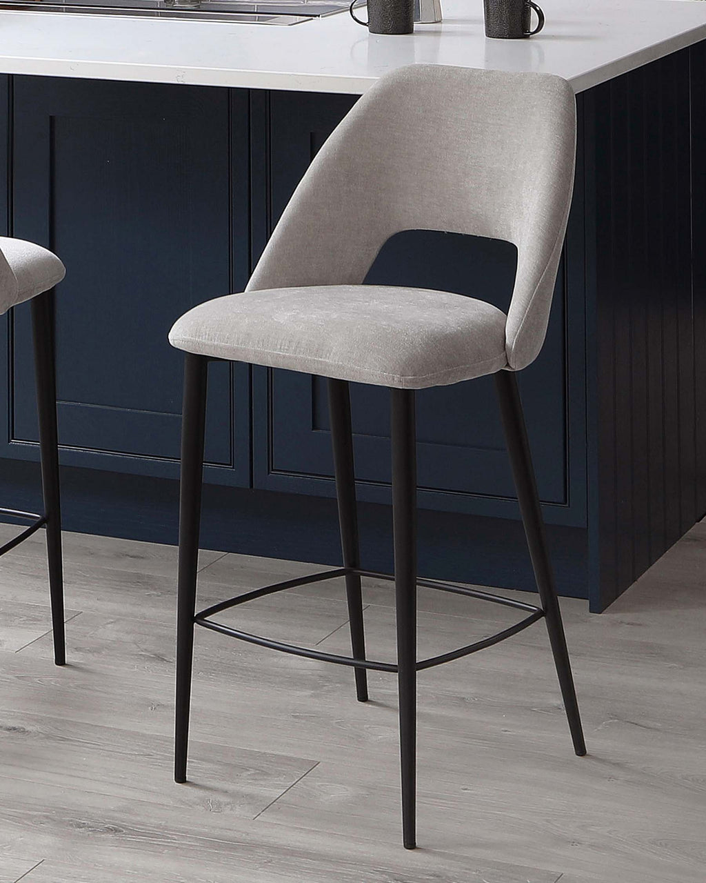 Lottie Mid Grey Fabric Bar Stool