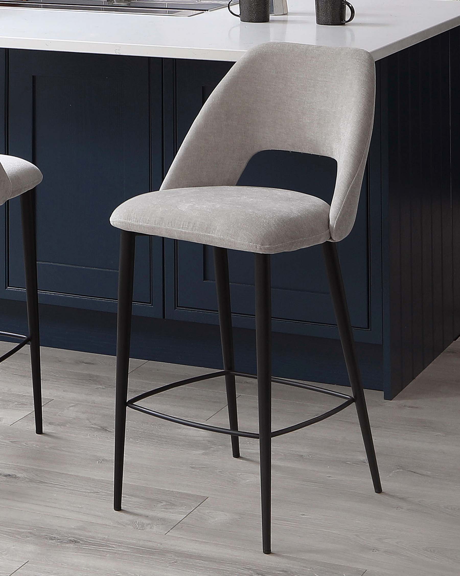 Lottie Mid Grey Fabric Bar Stool