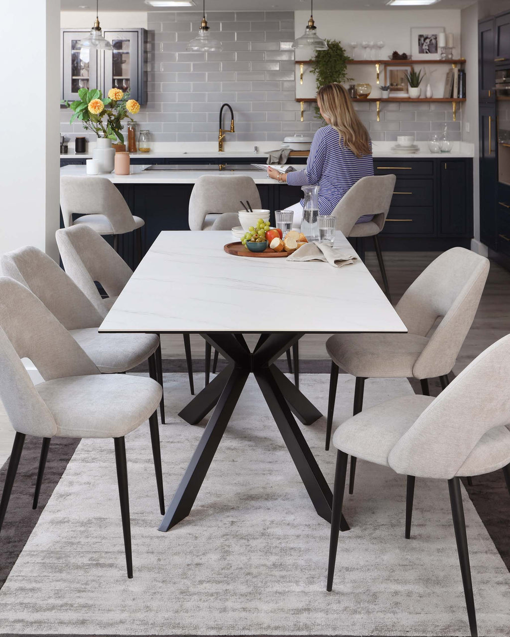 Lottie Mid Grey Fabric Dining Chair