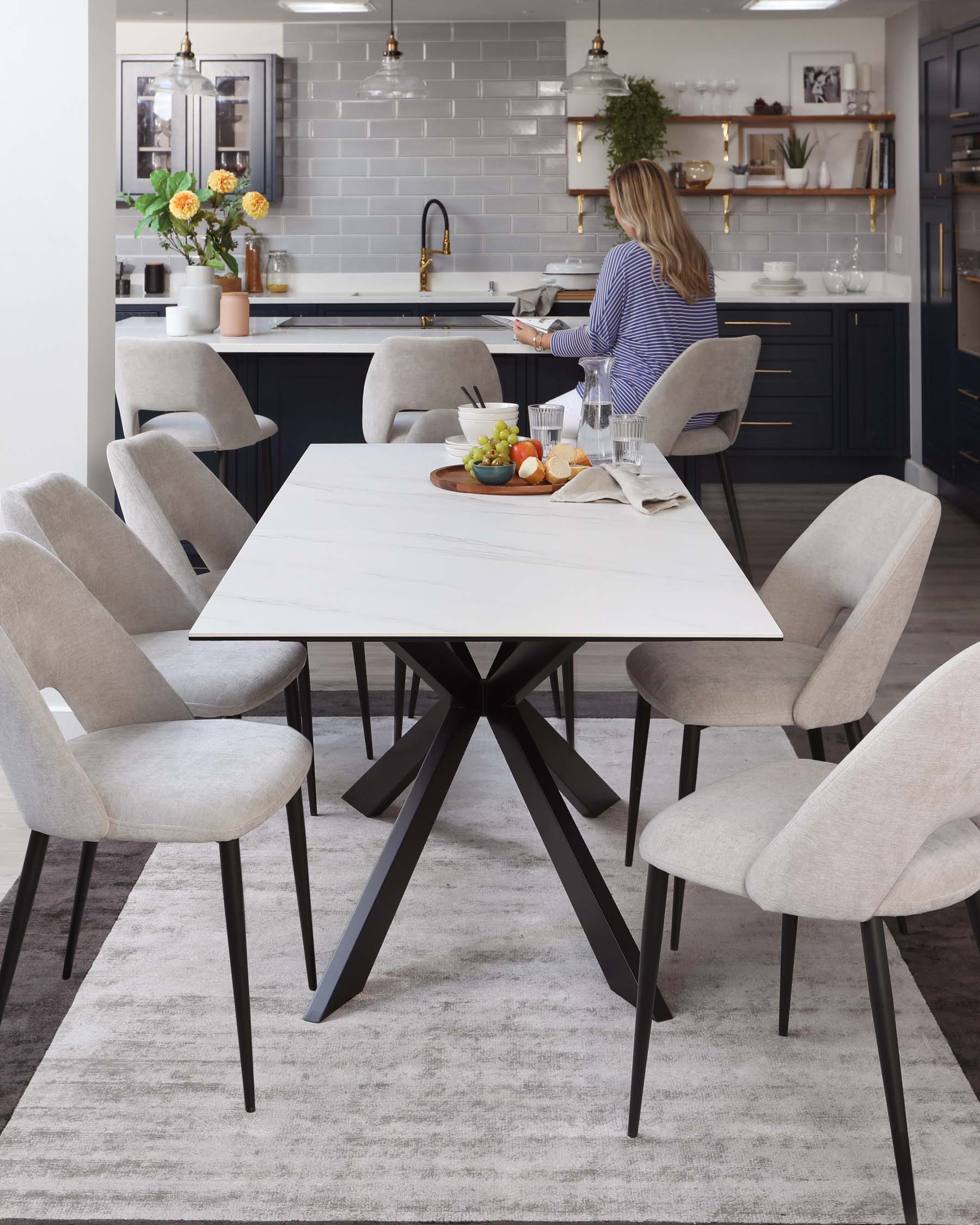 Lottie Mid Grey Fabric Dining Chair