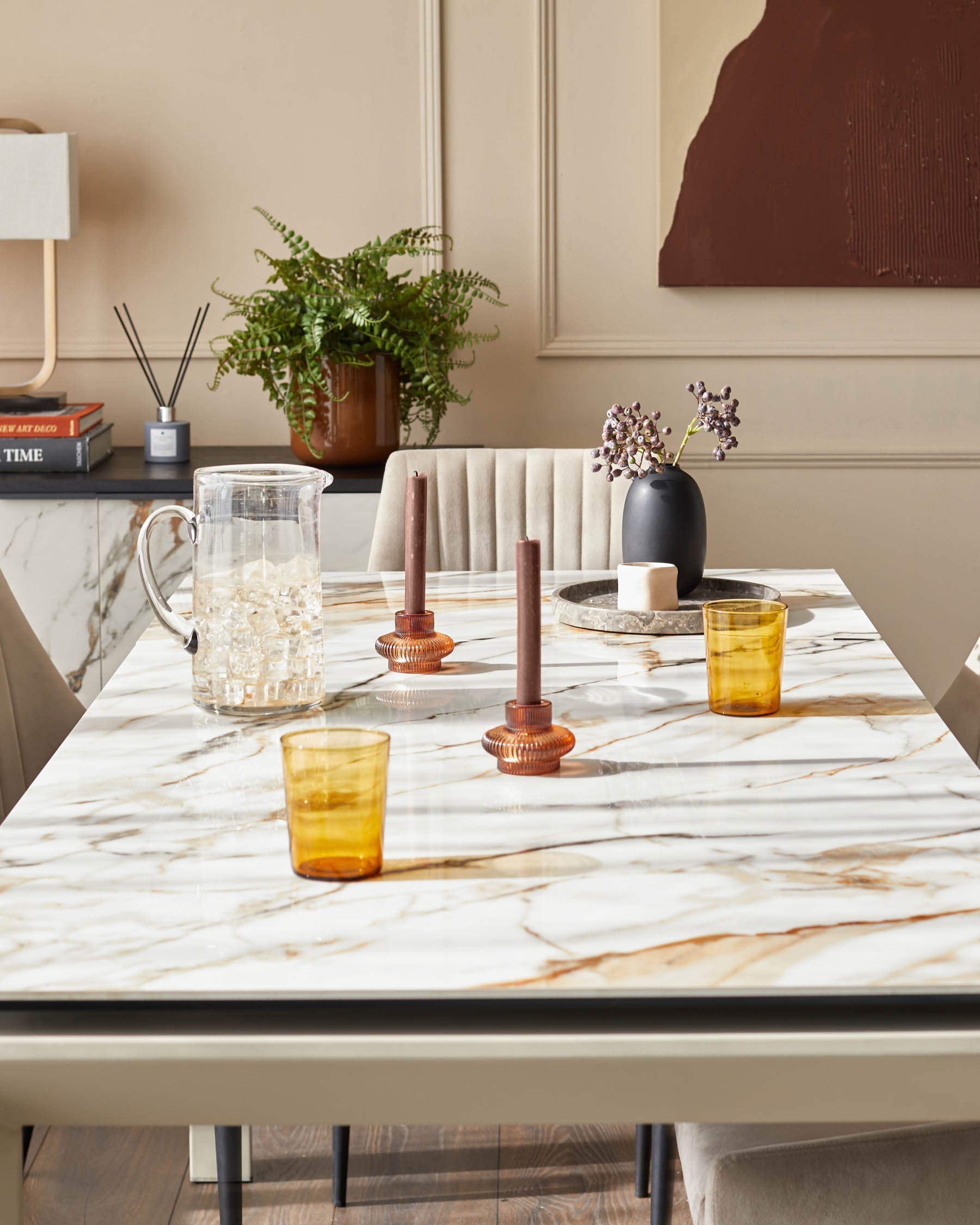 Louis natural ceramic extending 6 to 8 seater dining table