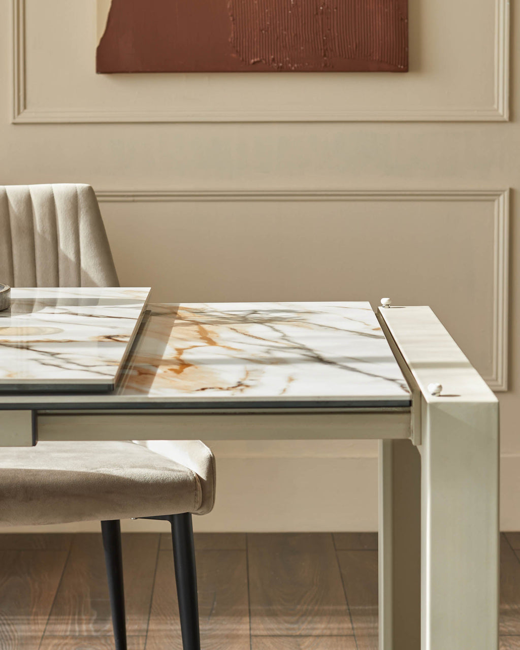 Louis natural ceramic extending 6 to 8 seater dining table