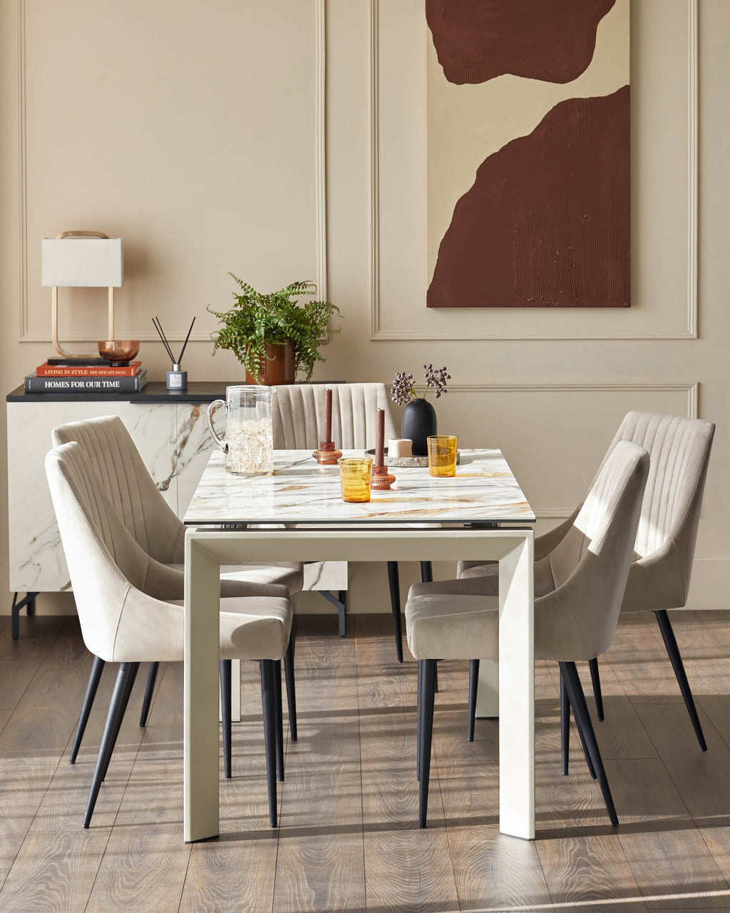 Louis natural ceramic extending 6 to 8 seater dining table