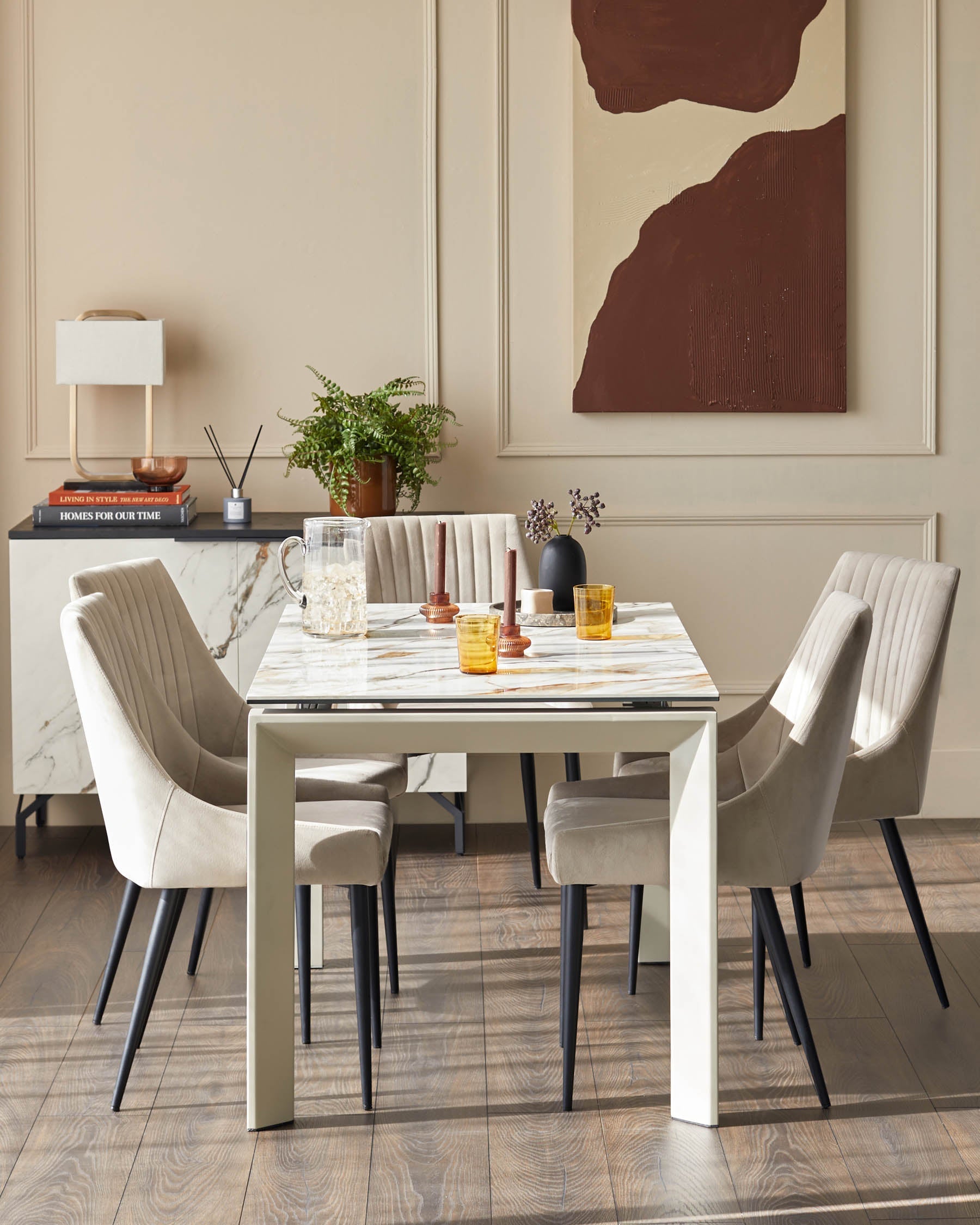 Louis natural ceramic extending 6 to 8 seater dining table