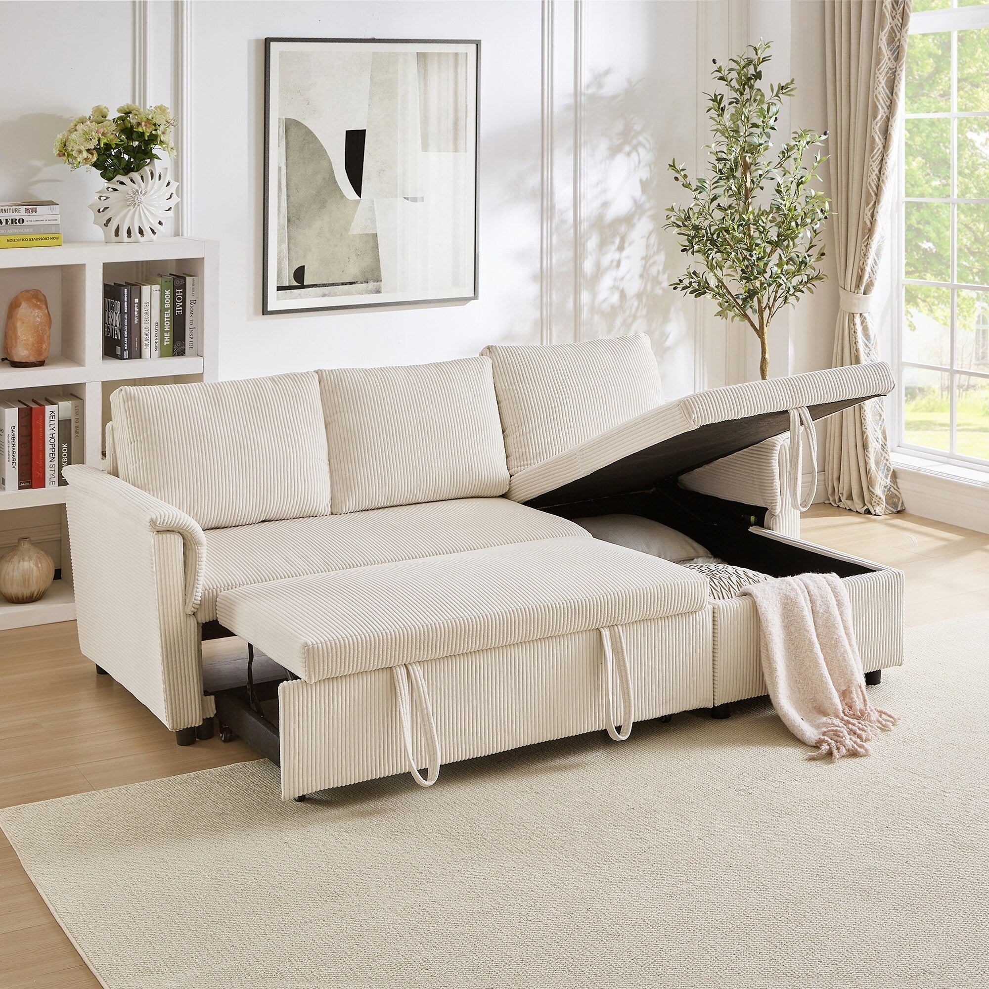Loveseat Sofa with Chaise Lounge L-Shaped Modular Convertible Sofa with Storage Chaise