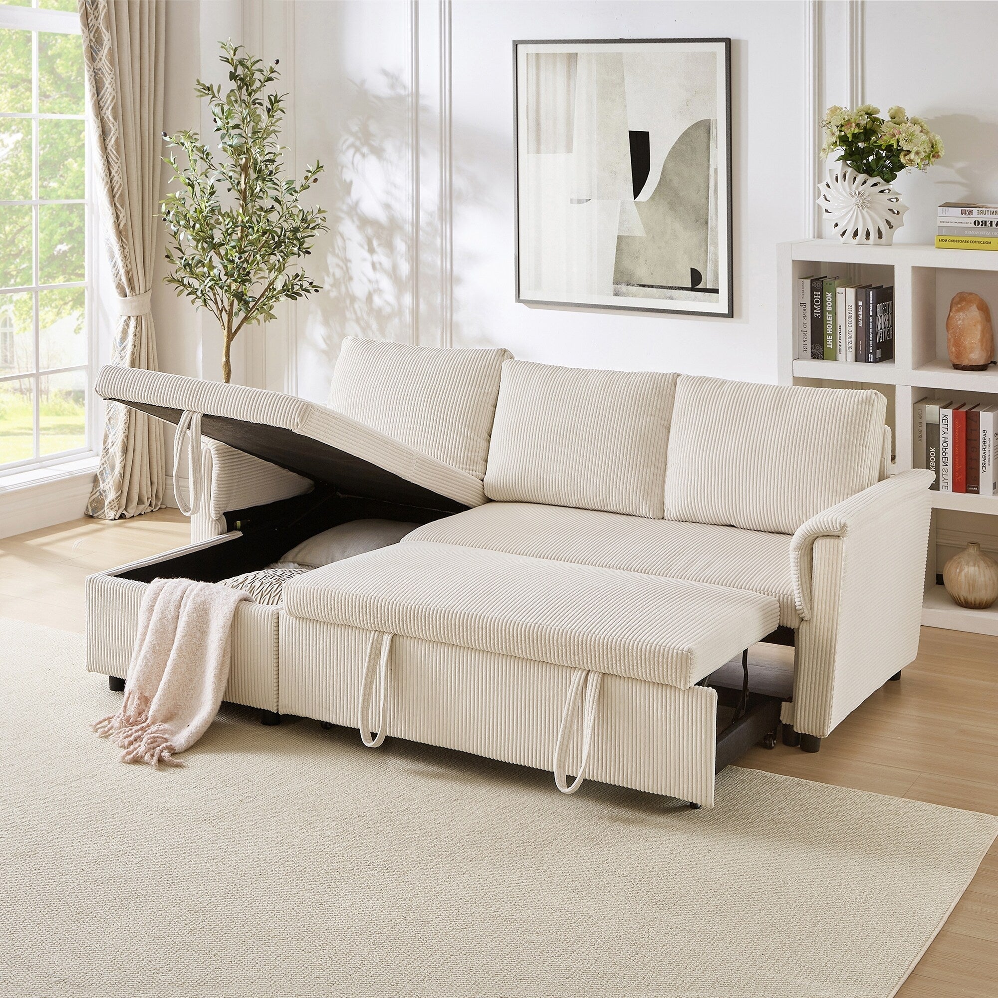 Loveseat Sofa with Chaise Lounge L-Shaped Modular Convertible Sofa with Storage Chaise