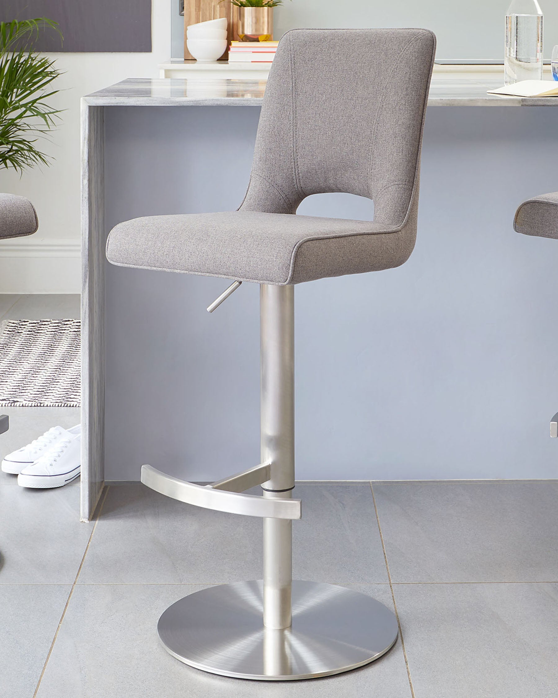 Ludo Dark Grey Fabric Gas Lift Bar Stool