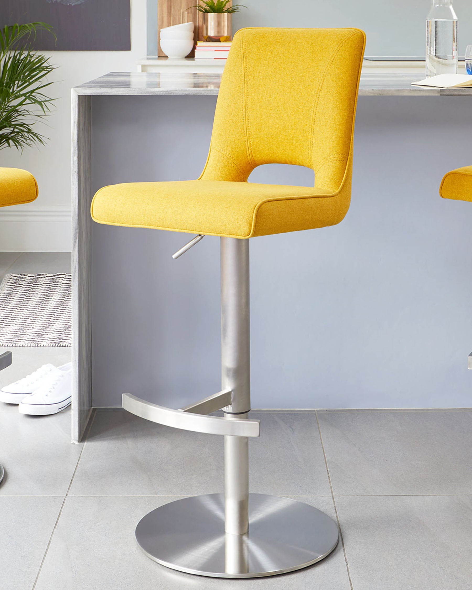 Ludo Yellow Fabric Gas Lift Bar Stool
