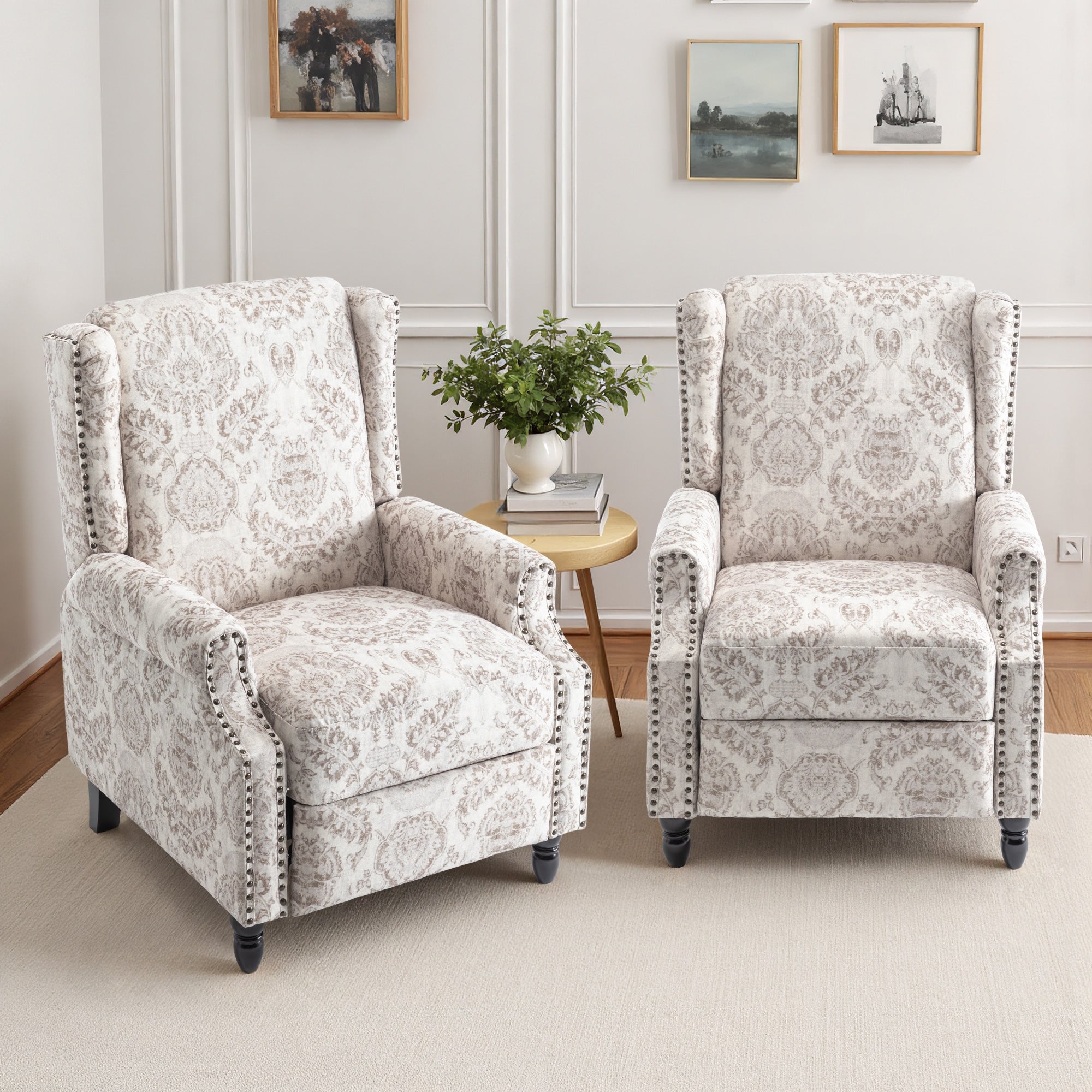 29'' W Vintage Floral Manual Push Back Recliner Chair Set of 2