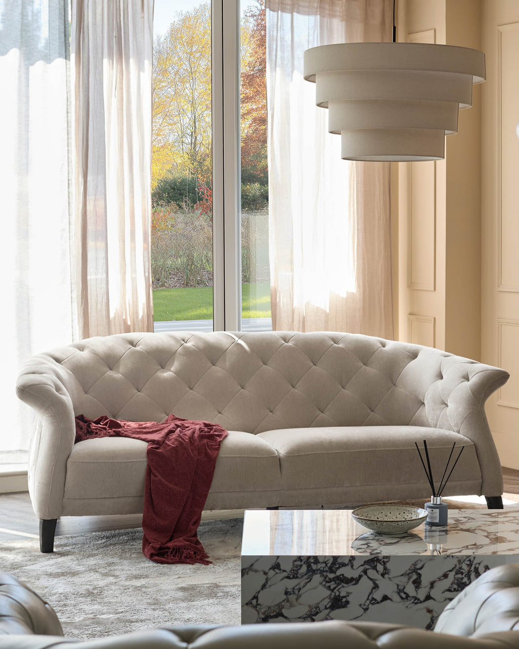 Luxe ivory chenille 2 seater sofa