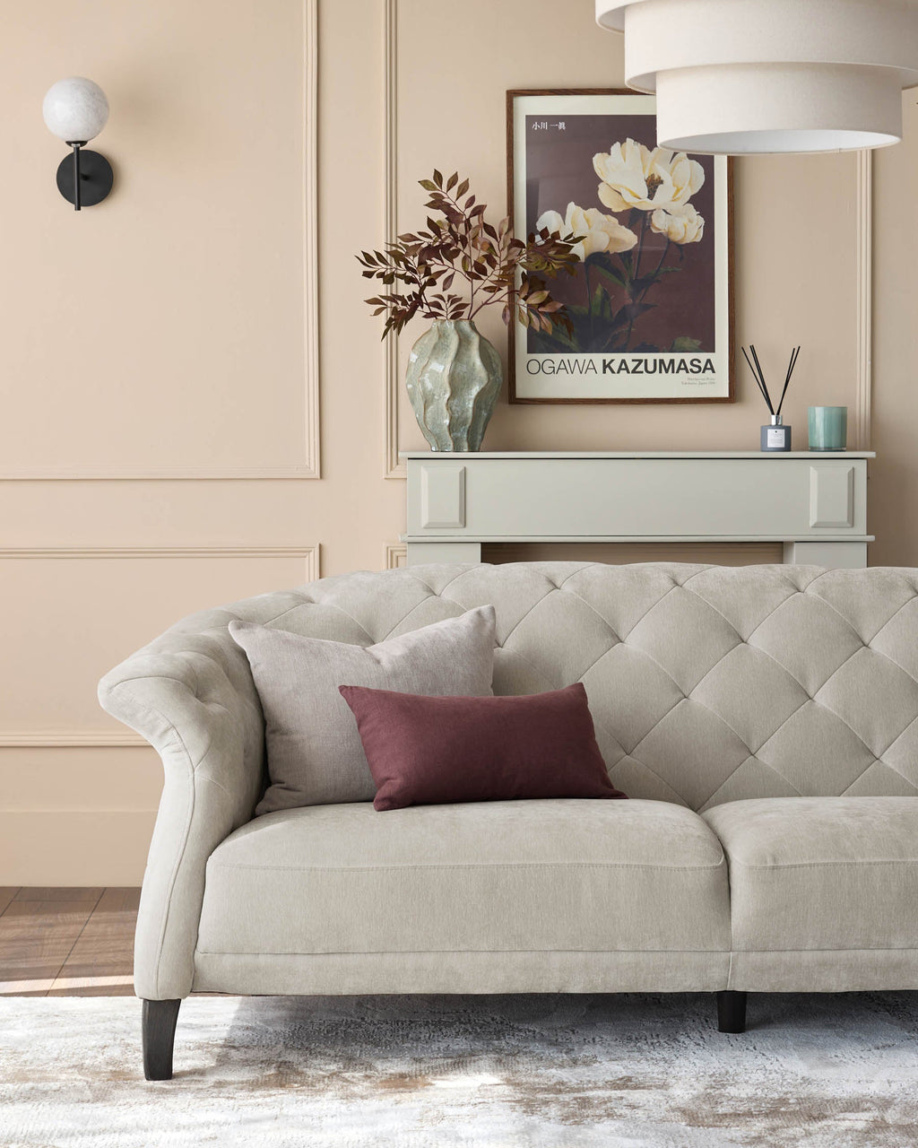 Luxe ivory chenille 2 seater sofa