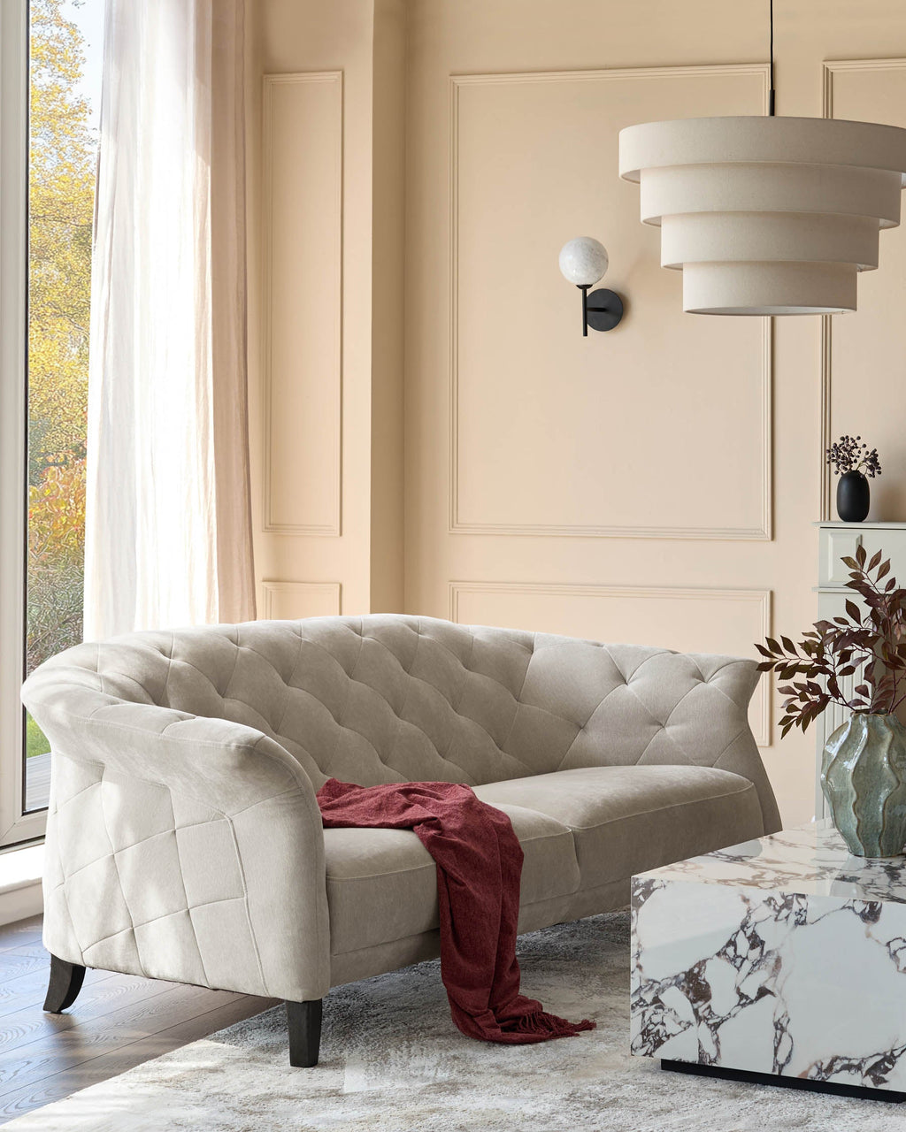 Luxe ivory chenille 2 seater sofa