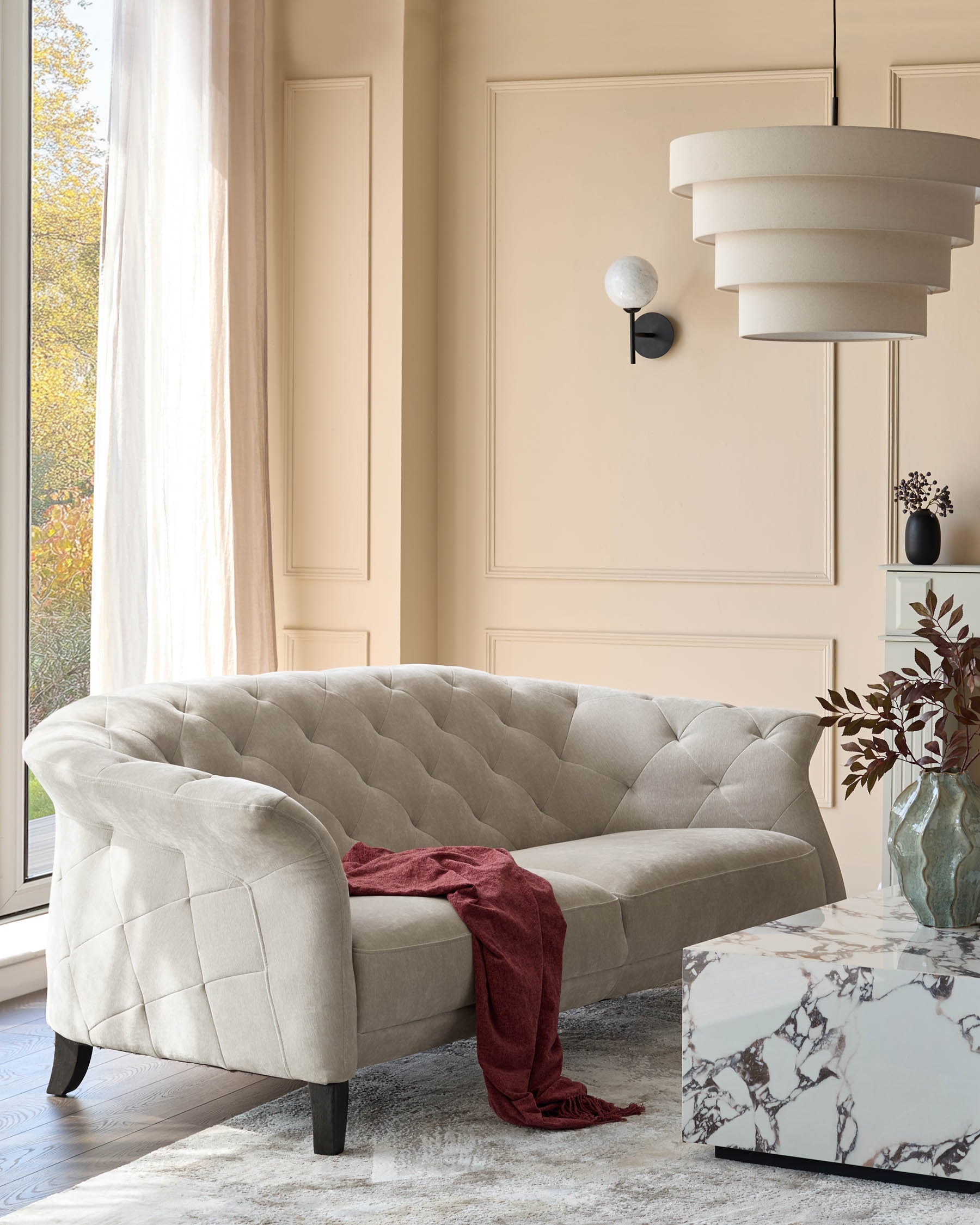 Luxe ivory chenille 2 seater sofa