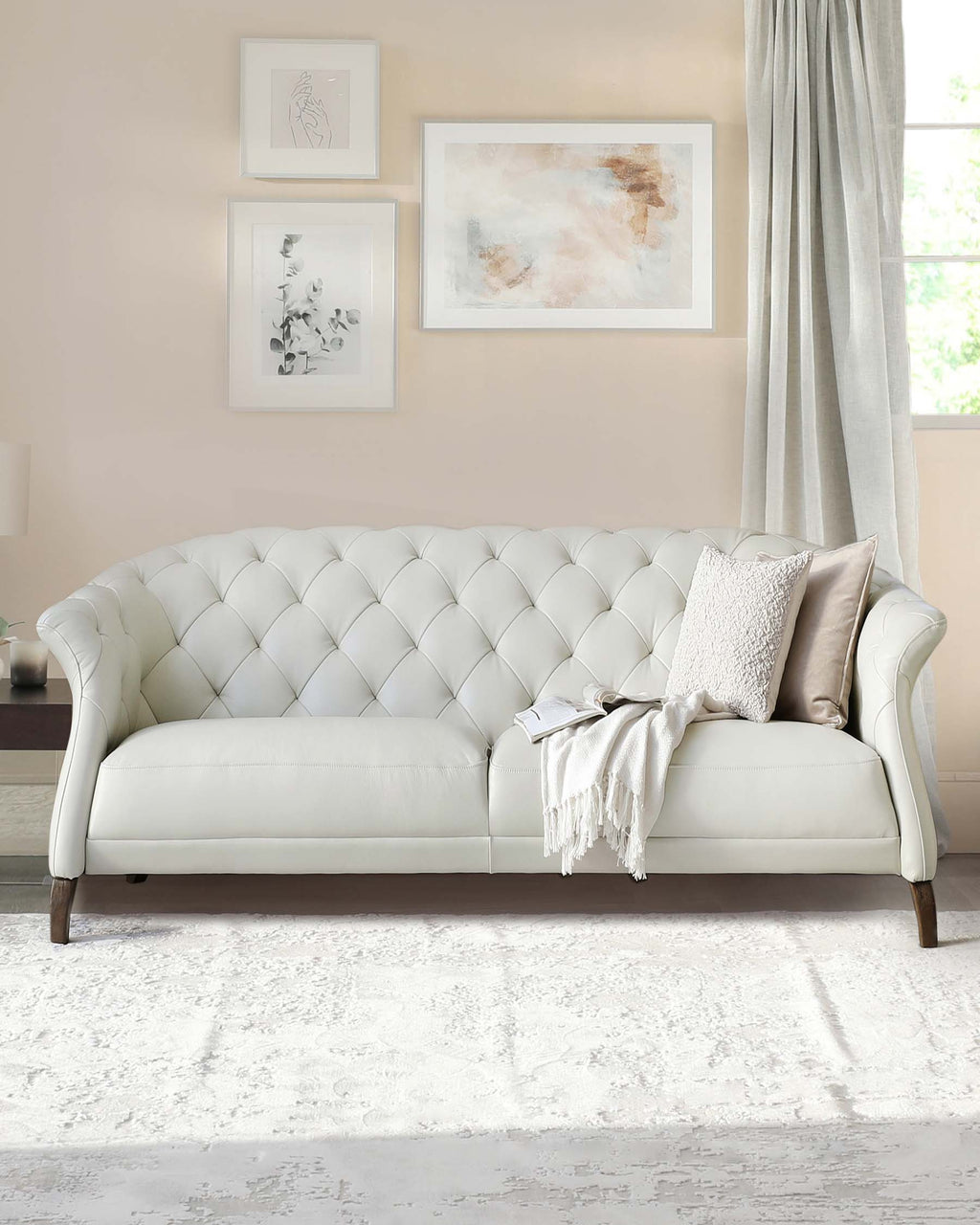 Luxe White Leather 2 Seater Sofa