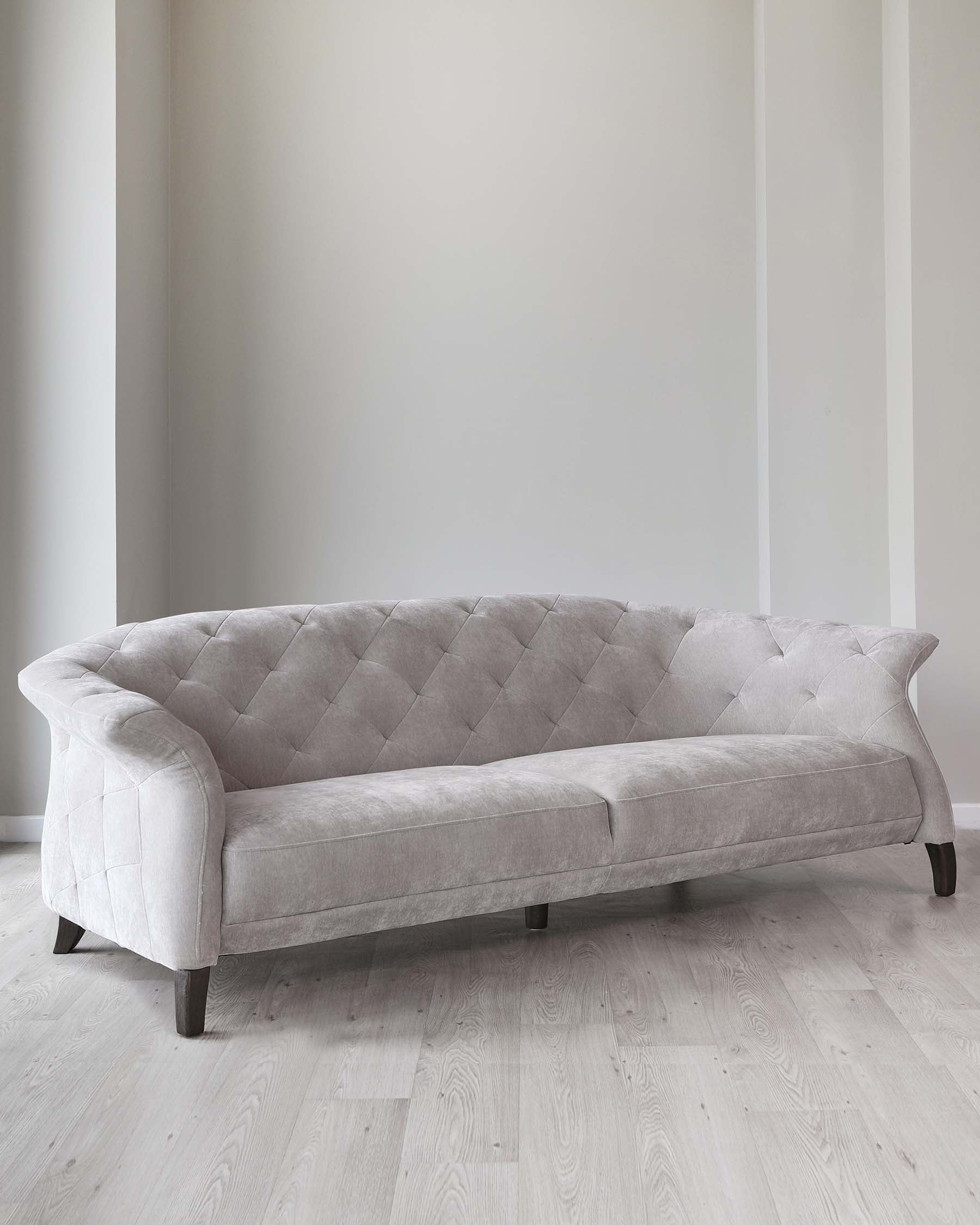 Luxe Large 3 Seater Light Grey Fabric Chesterfield Sofa